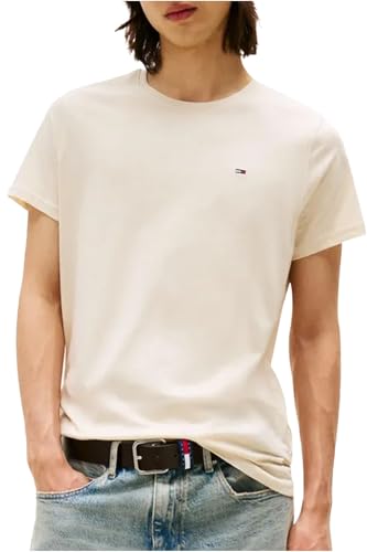 Detalle de Tommy Jeans TJM Original Slim Fit camiseta de algodón orgánico manga corta beige Desert Sand Dune (XS)