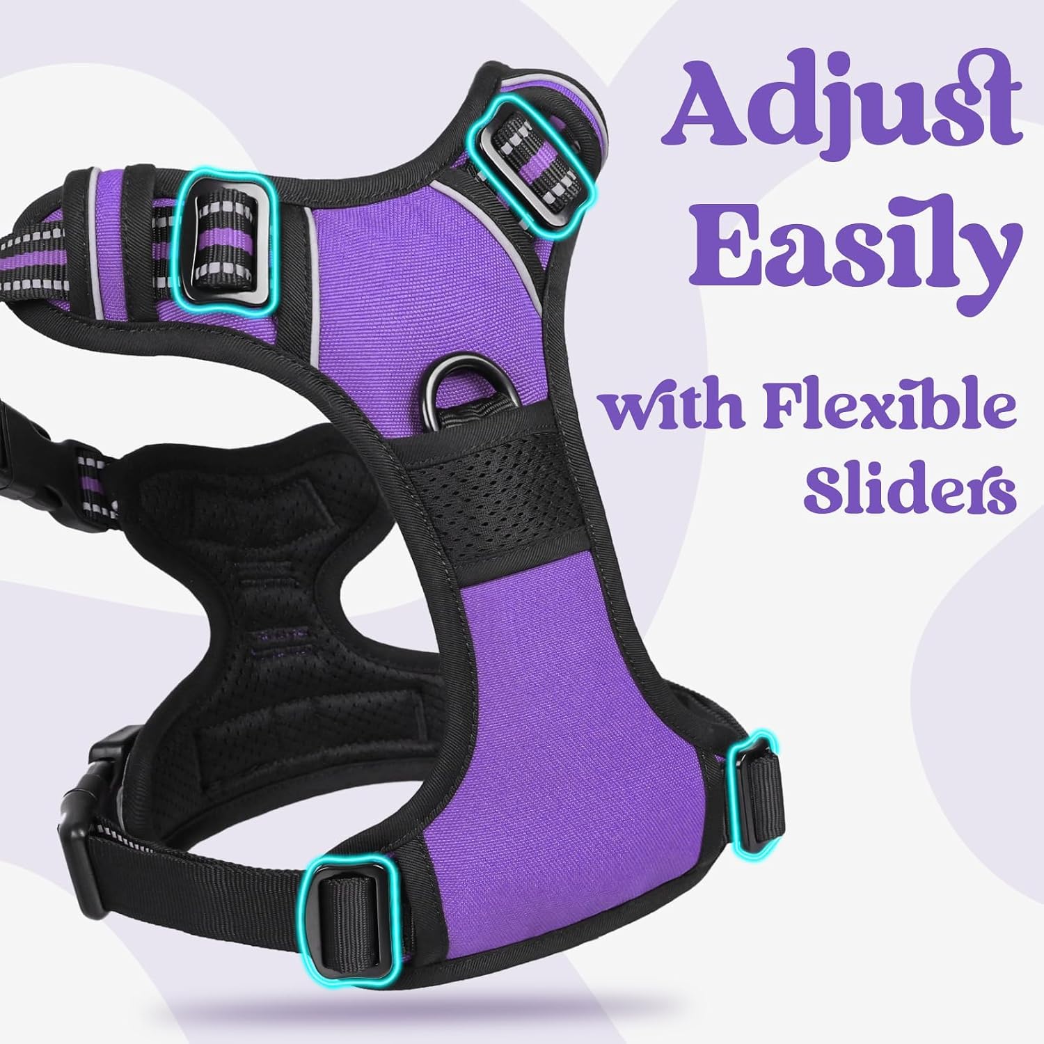 Detalle de rabbitgoo DGBDSCKK01LPE24CW-EU Dog Harness, Large Purple, 3 Buckles