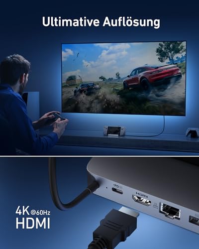 Thumbnail 2 de Anker Docking Station 6-in-1 für Steam Deck & ROG Ally – 90W PD, HDMI 4K@60Hz, Ethernet 1 Gbit/s, USB-C & USB-A