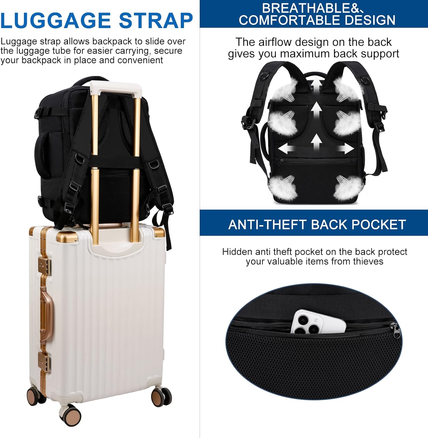 Thumbnail 5 de ENZOSUM Zaino da viaggio 24L 40x30x20 per cabina 🎒