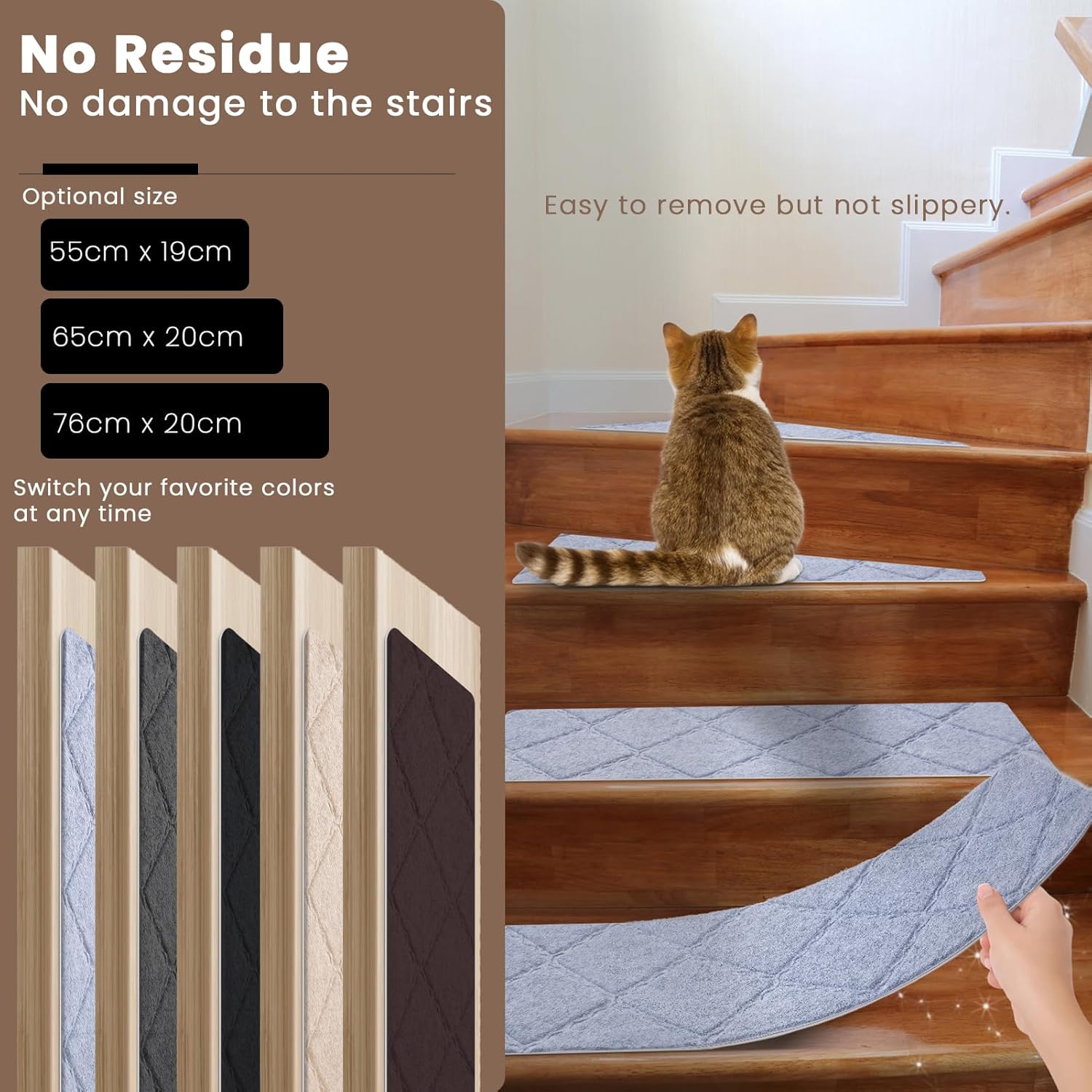 Thumbnail 3 de Homwiz tapis d’escalier antidérapant 76x20