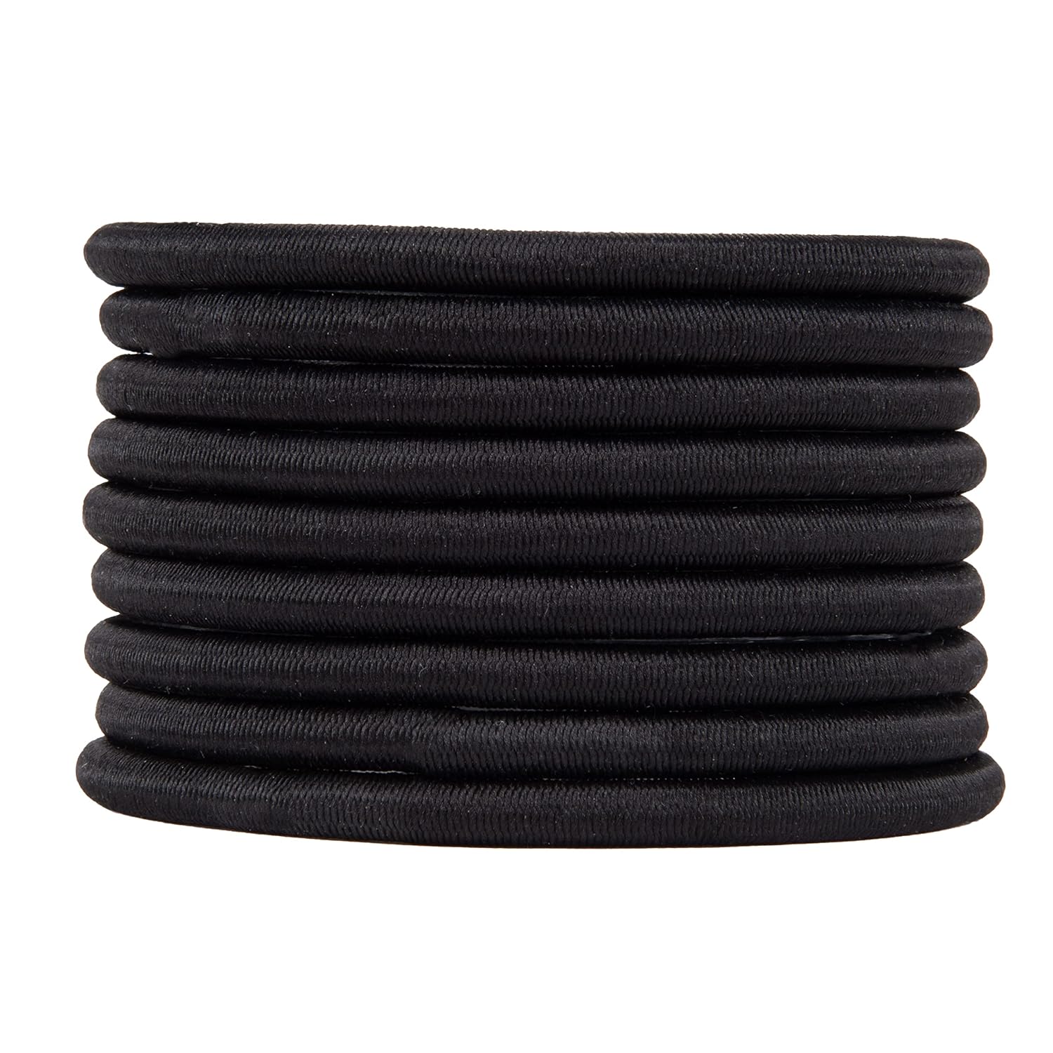 Detalle de Amazon Basics XL & Extra Thick No Damage Elastics for Thick Hair, Black — Pack of 9