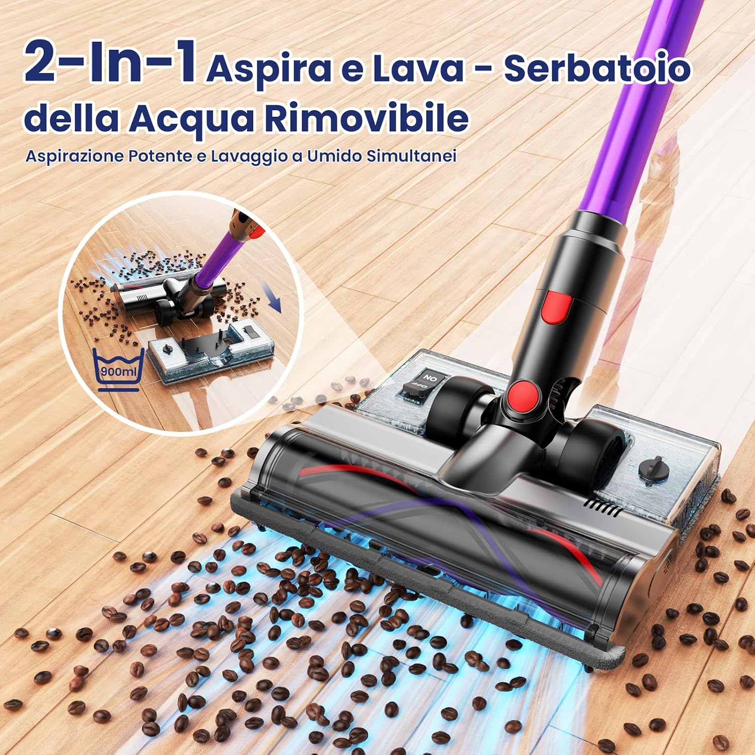 Thumbnail 3 de A12 Aspirapolvere Senza Fili 50KPa: pulizia profonda, design pieghevole e serbatoio acqua rimovibile