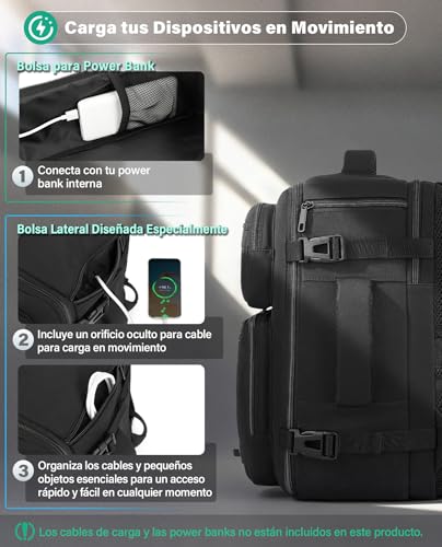 Thumbnail 6 de Mochila de cabina VANKEV 40x30x20 cm (24 L) para Vueling, Ryanair, EasyJet y más – 15,6