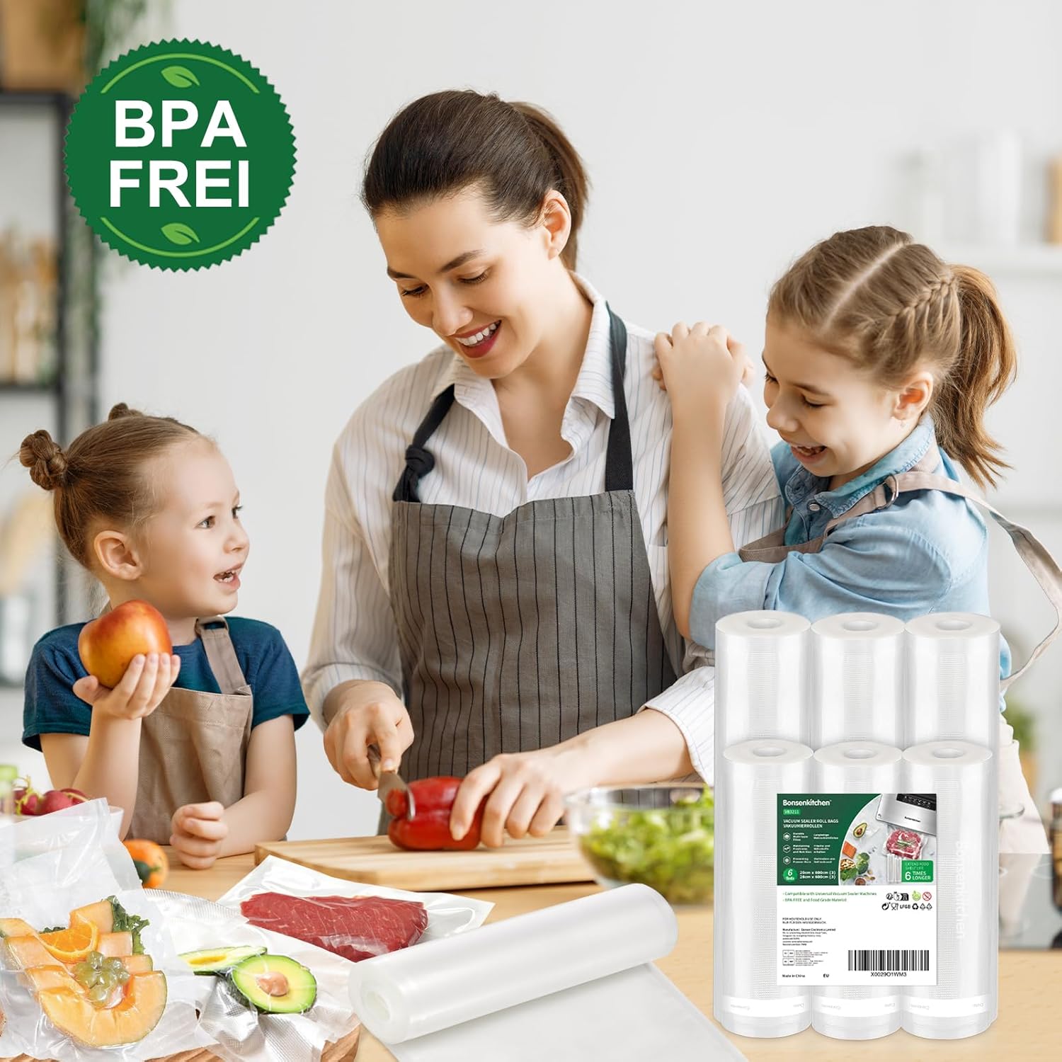 Detalle 2 de Bonsenkitchen VB3211 Vakuumrollen 6er Pack 4 mil