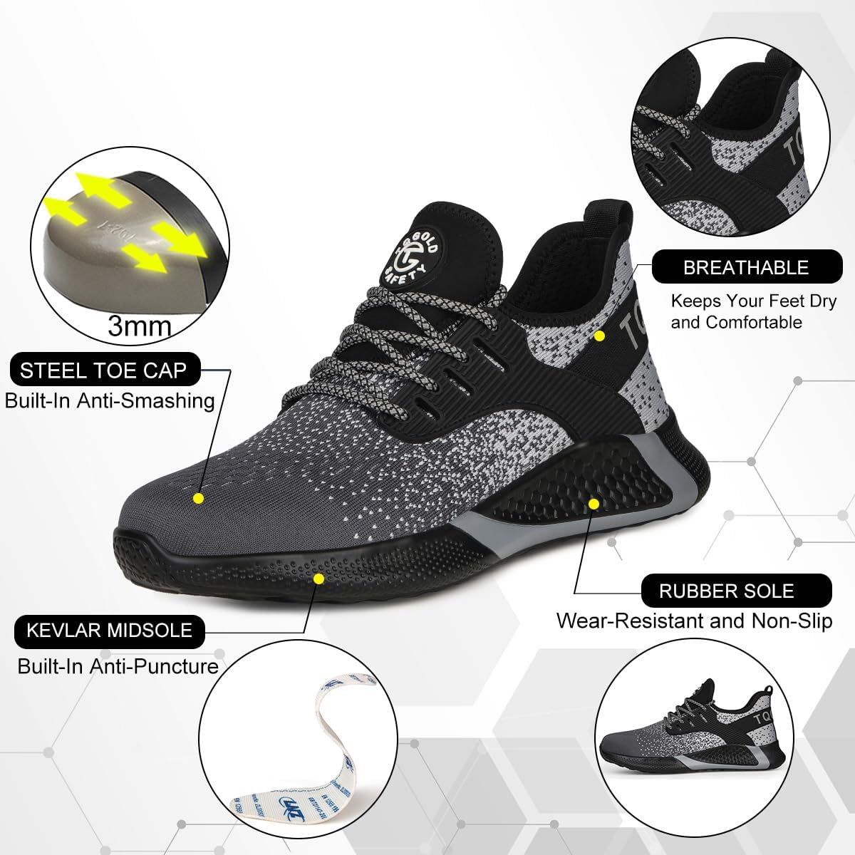 Detalle de TQGOLD Scarpe Antinfortunistiche da Ginnastica Unisex: leggerezza, comfort e protezione