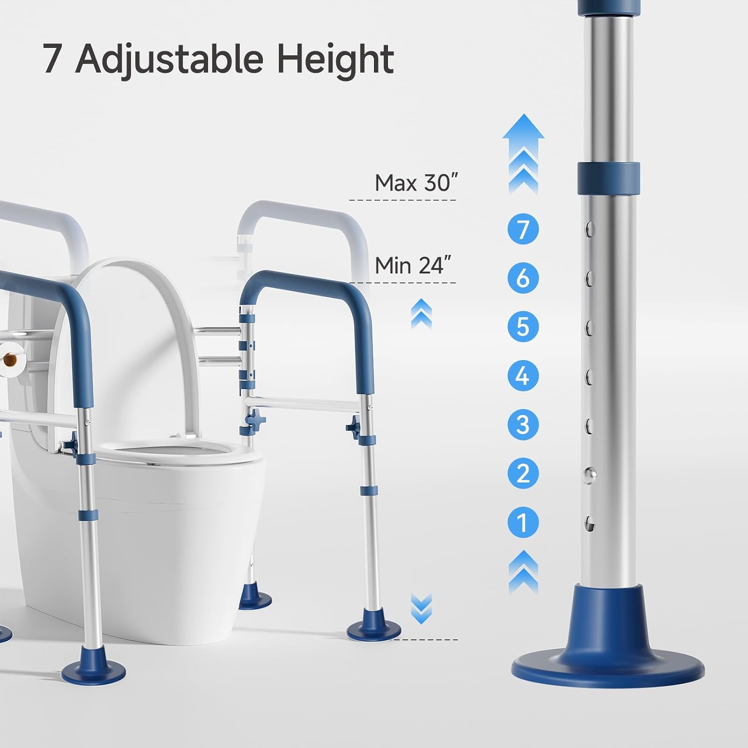 Detalle de Loyoda LTR004 Toilet Safety Frame, Height- and Width-Adjustable, Foldable