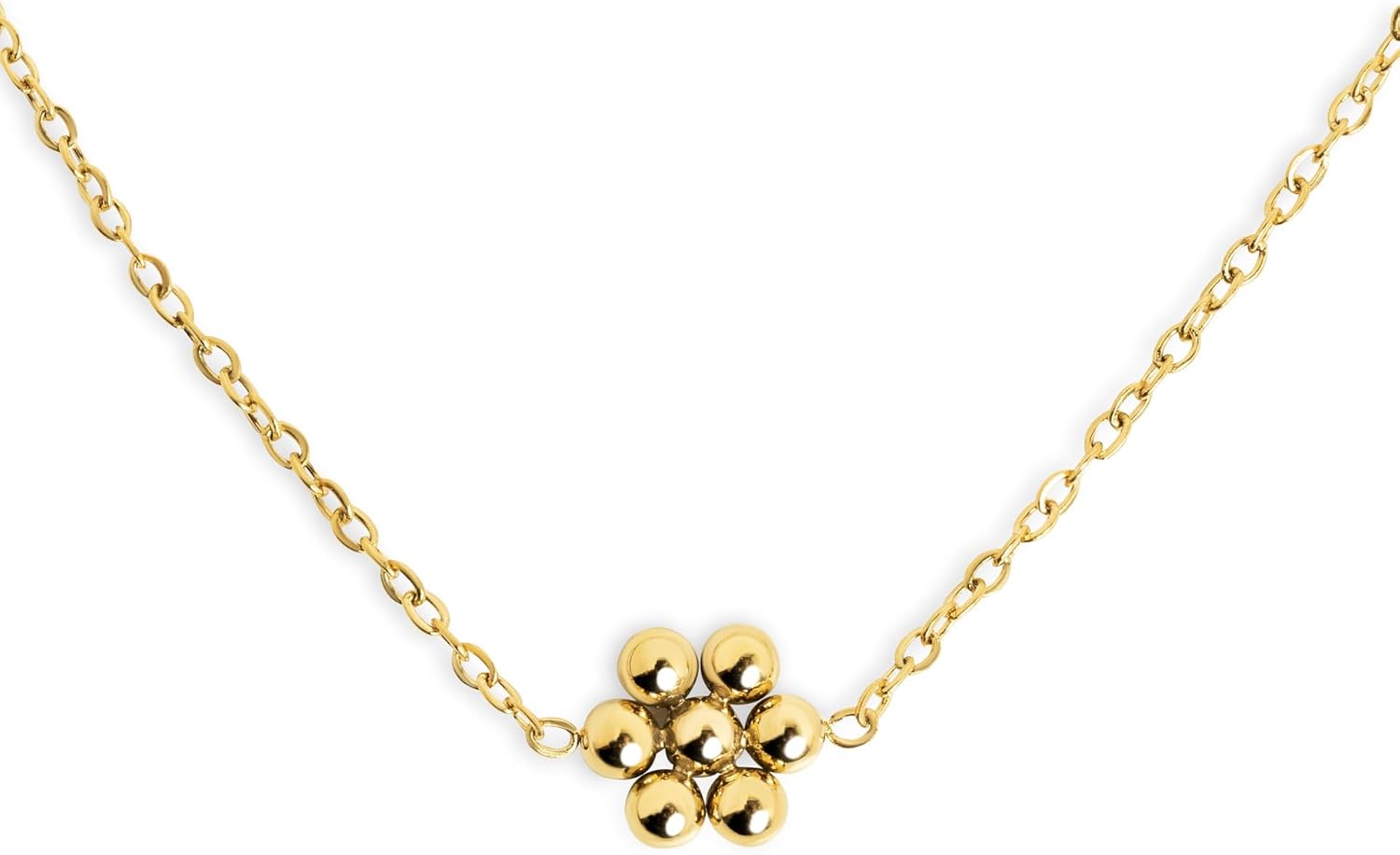 Detalle de SINGULARU Collar Tiny Daisy, acero baño oro 18Kt 💍
