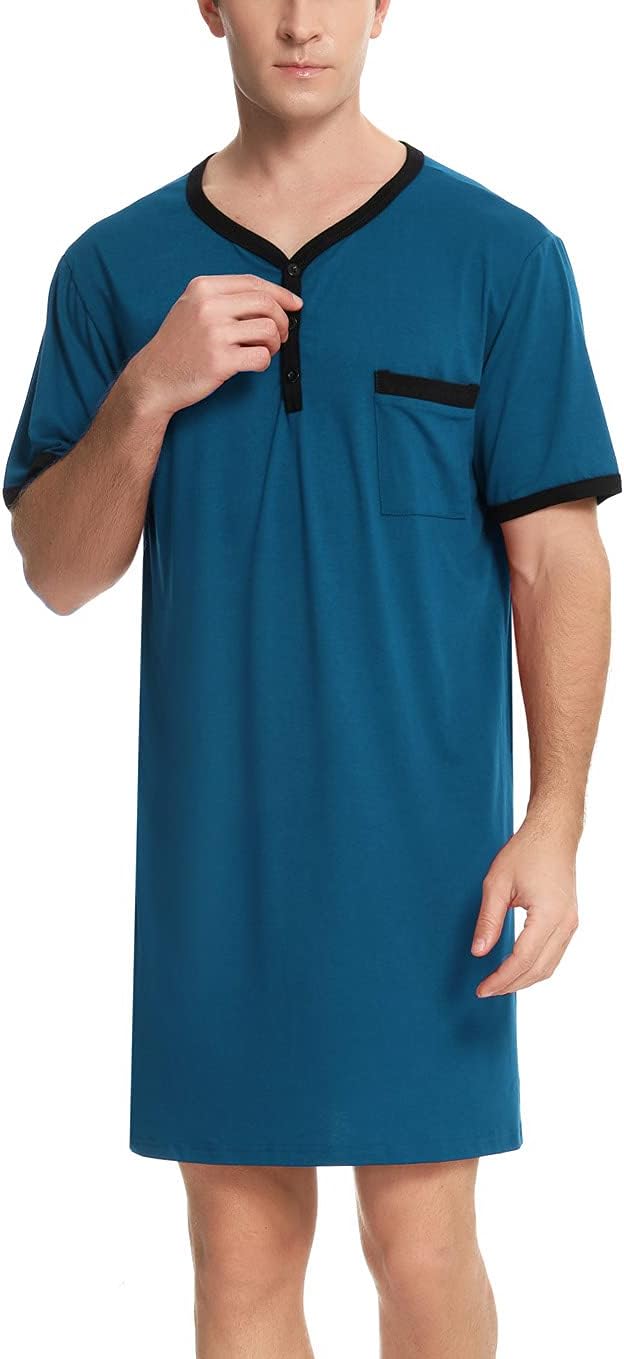 Thumbnail 6 de Enjoyoself Men’s Cotton Pyjama Top (Short Sleeve, Knee Length) – Soft breathable night shirt