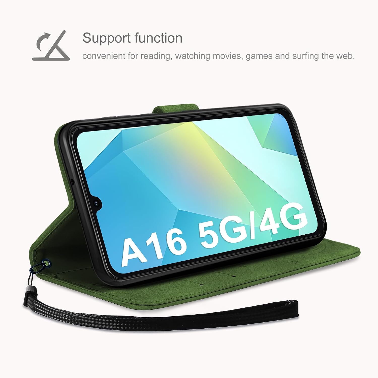 Thumbnail 3 de AROYI Wallet Case for Samsung Galaxy A16 5G/4G — PU Leather, Card Slots & Stand