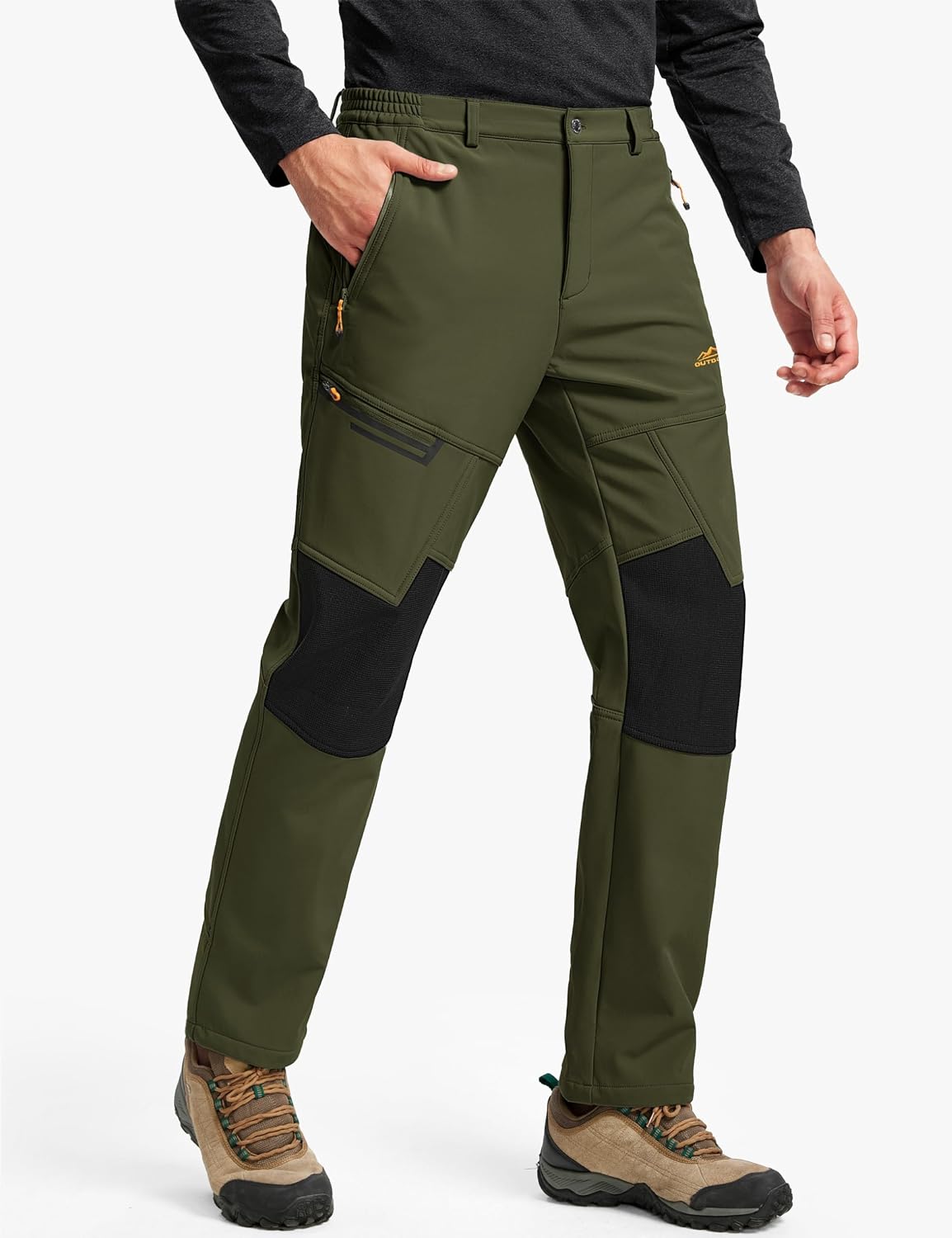 Detalle 2 de TACVASEN Men's Fleece-Lined Snow Pants, Waterproof Softshell, 4 Zip Pockets