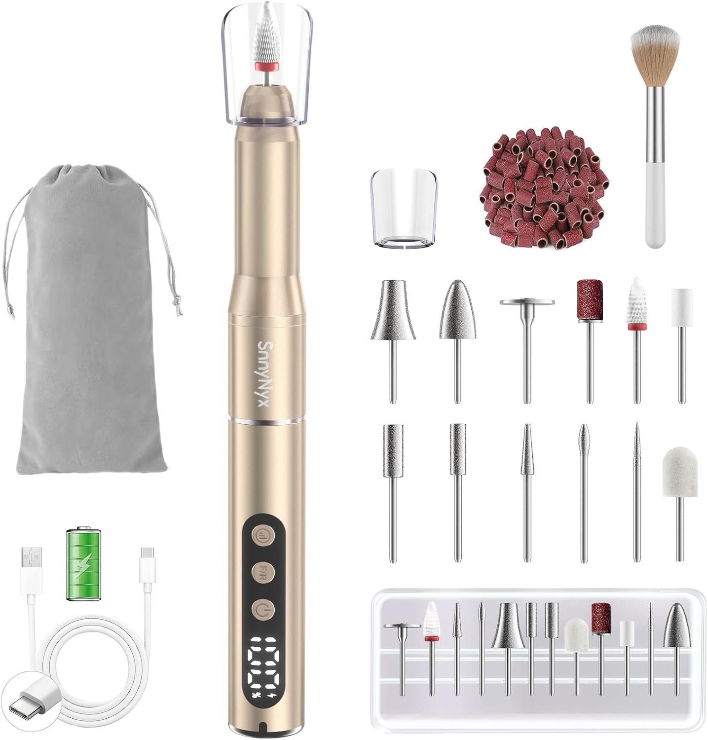 Detalle de SnnyNyx SN-ND021 Cordless Nail Drill, 35,000 RPM, LCD, 12 Bits
