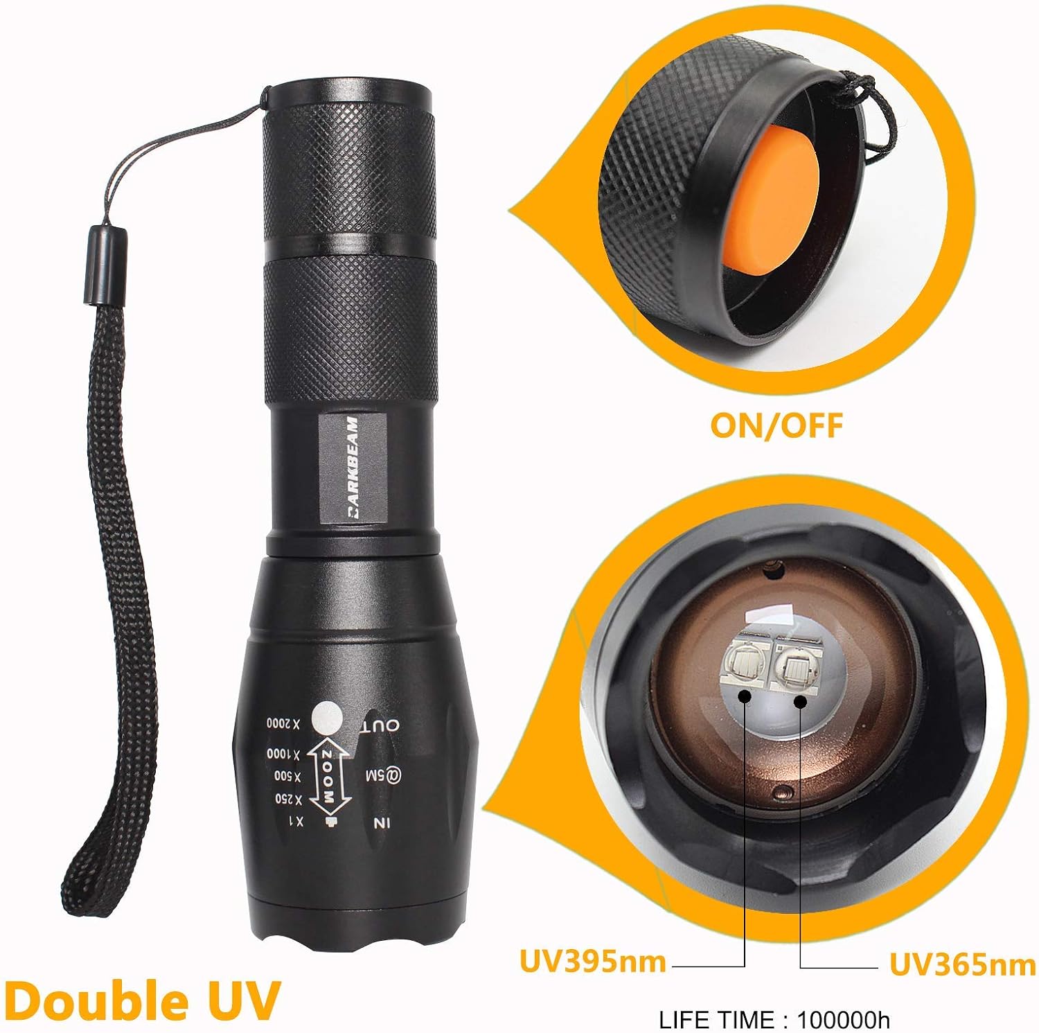 Detalle de DARKBEAM UV Torch 365nm 395nm detector