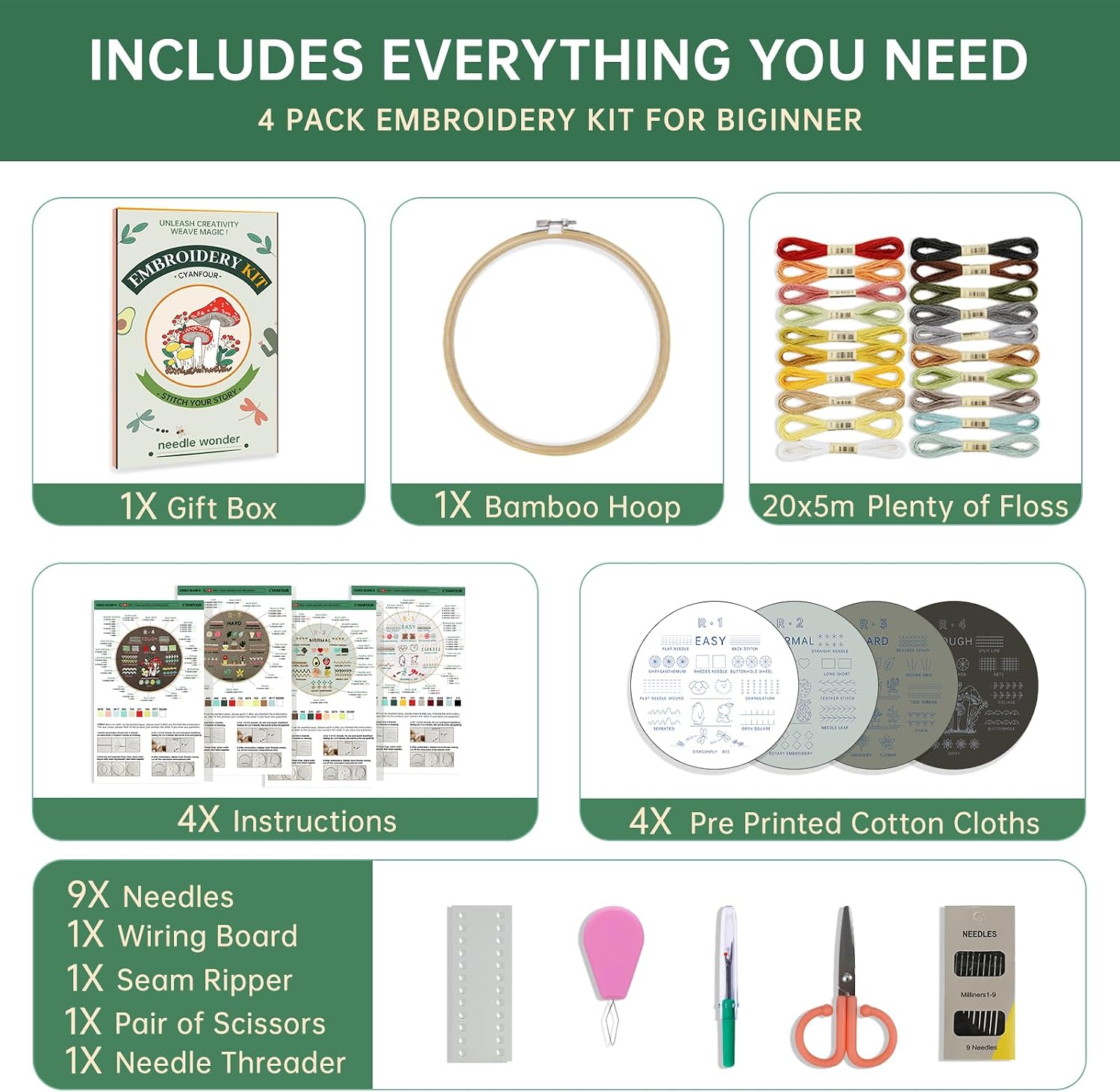 Detalle 2 de CYANFOUR Embroidery Kit with 38 Stitches