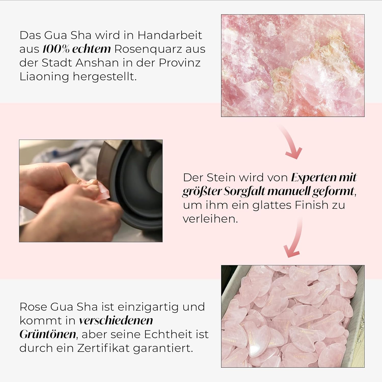 Thumbnail 4 de PLANTIFIQUE Rosenquarz Gua Sha Stein für Gesichtsmassage