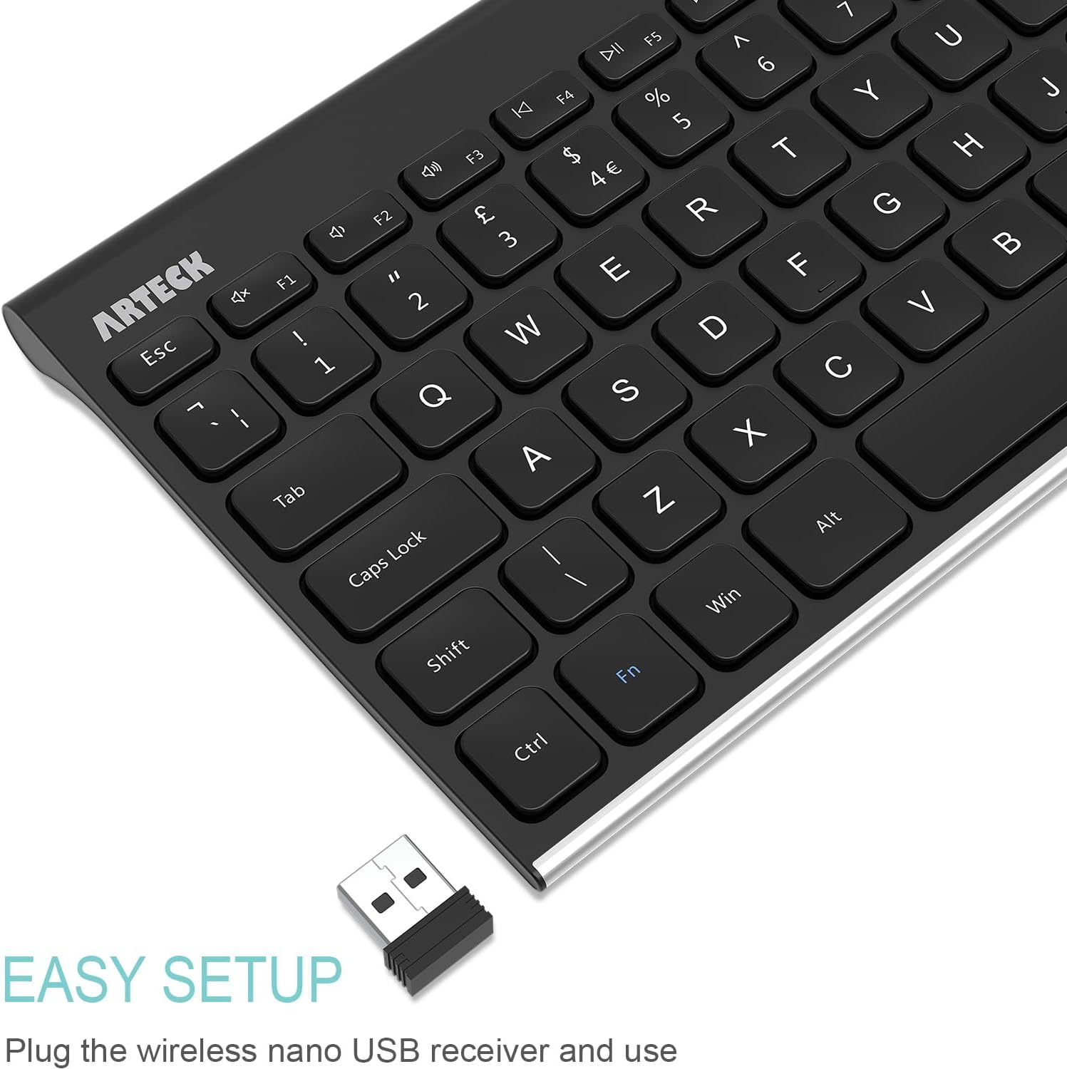 Thumbnail 2 de Arteck 2.4G Wireless Stainless Steel Keyboard 6‑Month Battery ⌨