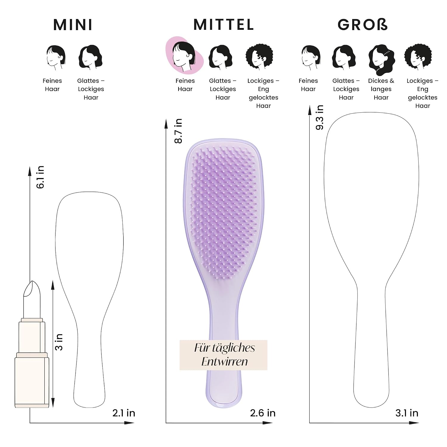 Detalle de Tangle Teezer Ultimate Detangler: Sanfter Entwirrer für coloriertes, feines & dünnes Haar