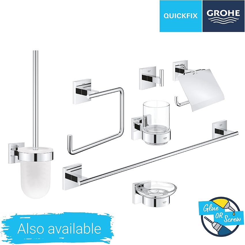 Detalle de Grohe Start Cube QuickFix Portarrollos Cromo para Pegar o Atornillar 🚽