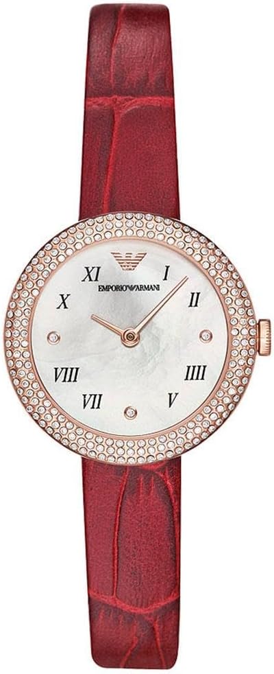 Detalle 1 de Emporio Armani orologio donna con movimento e cinturino in pelle nera, cassa 30 mm