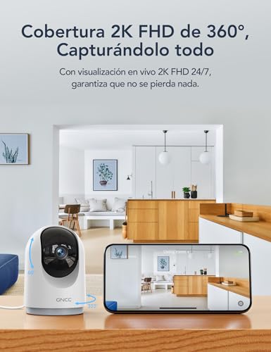 Thumbnail 4 de GNCC 2K 3MP Cámara Vigilancia WiFi Interior Pack 4: Seguimiento 360°, Audio Bidireccional y Visión Nocturna