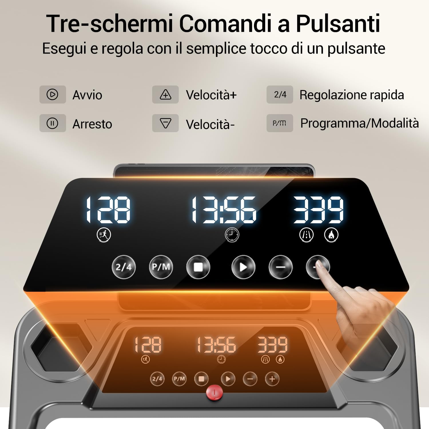 Detalle de UMAY Tapis Roulant Salvaspazio con inclinazione 15%, motore 3.0 HP e display LED (12 km/h, carico 136 kg)