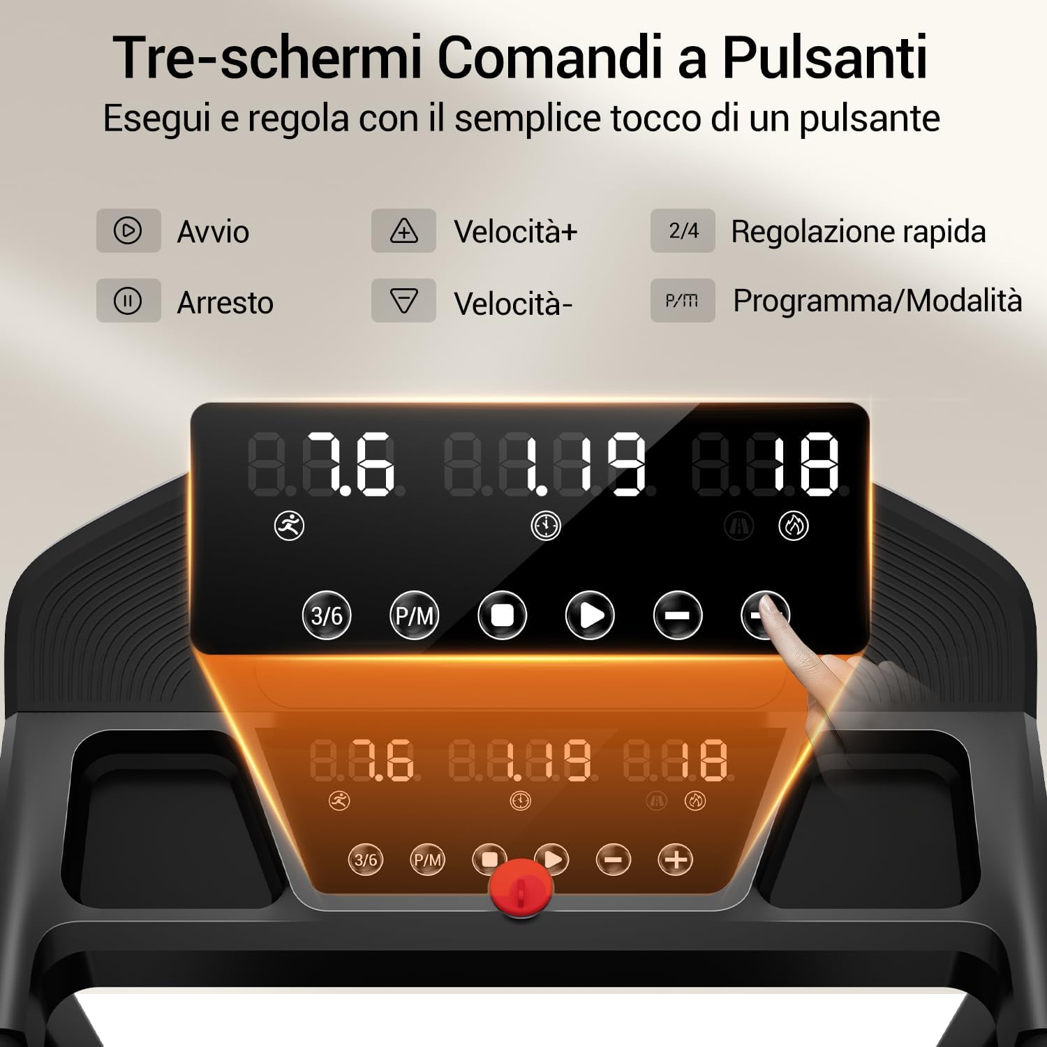 Detalle de CURSOR Tapis Roulant Salvaspazio con inclinazione 15%, motore 3.0 HP e display LED (fino a 12 km/h)