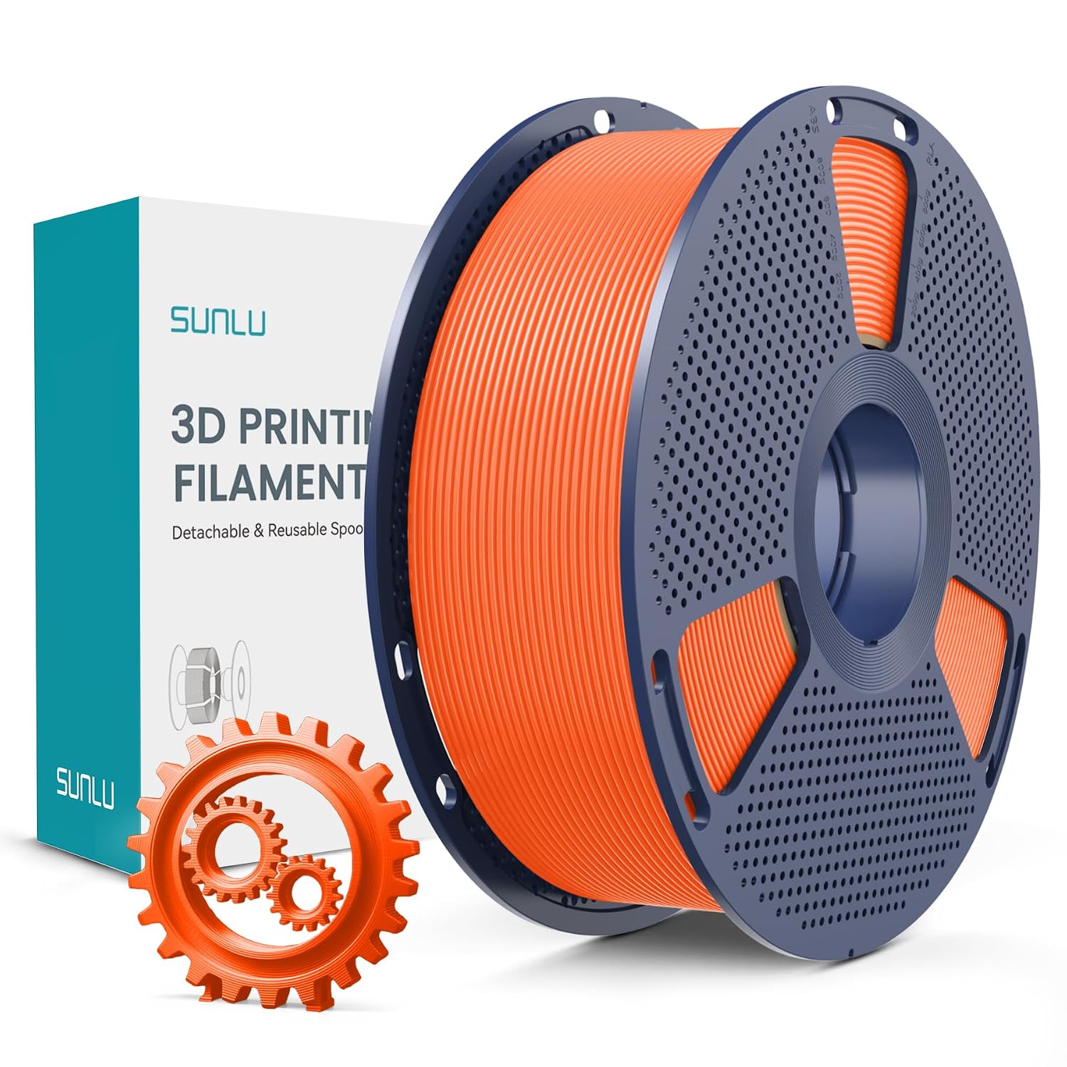 Detalle 2 de SUNLU 5KG PLA+ 3D Printer Filament Bundle (5x 1KG spools), 1.75mm, PLA Plus Transparent (White/Orange/Red/Blue/Green)