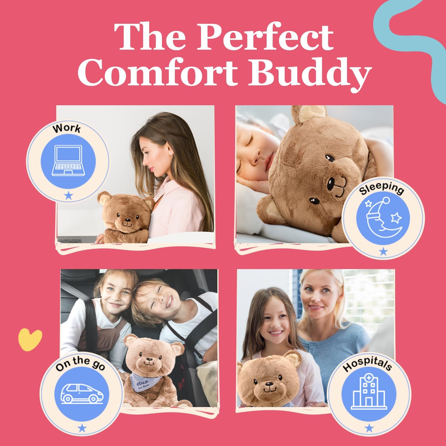 Detalle de Lilly's Love Benji the Bear: 4.5lb Weighted Plush for Calm, Focus and Comfort