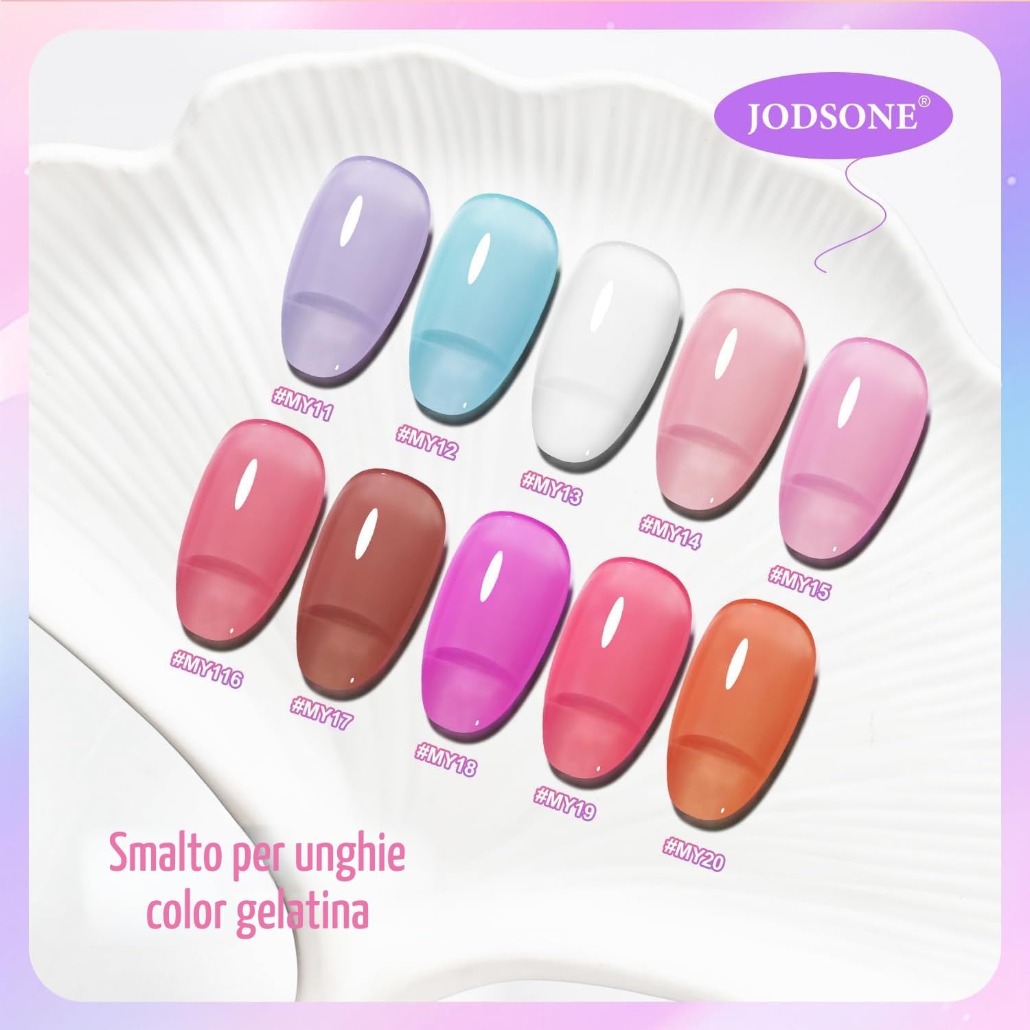 Thumbnail 6 de JODSONE Set Smalto Jelly: 10 Colori con Base e Top Coat, asciugatura rapida e lucentezza alta