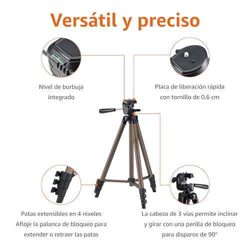 Detalle 2 de Amazon Basics Trípode para Cámara 127 cm/50 in, ligero y compacto en champán