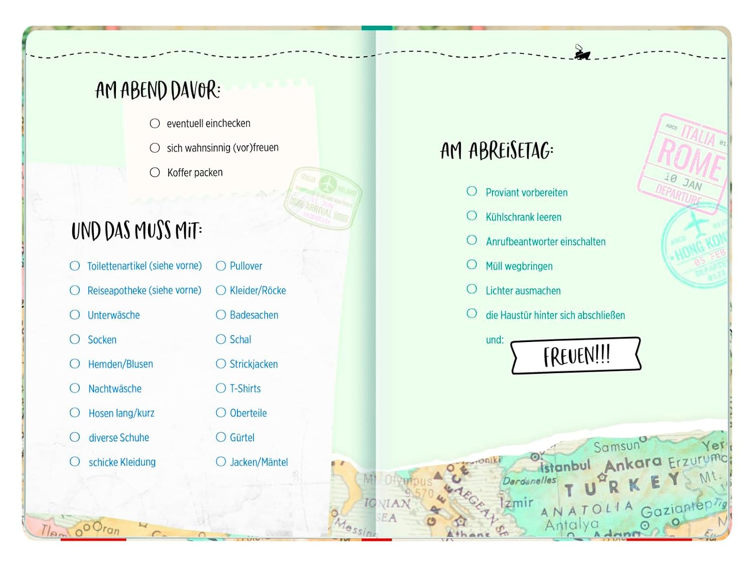 Detalle de Groh Verlag Reisedagbok (karta), resejournal i formatet 12,5 × 1,1 × 17,7 cm