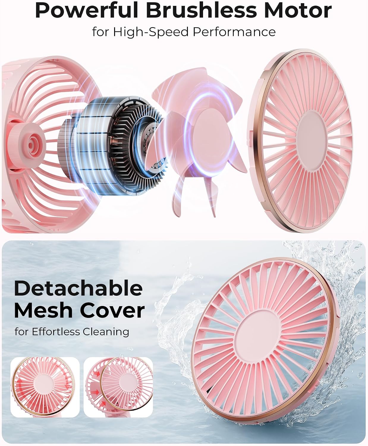 Detalle de TUNISE TUNISE Handheld Portable Fan (4000mAh) with LED display, 180° adjustable rechargeable
