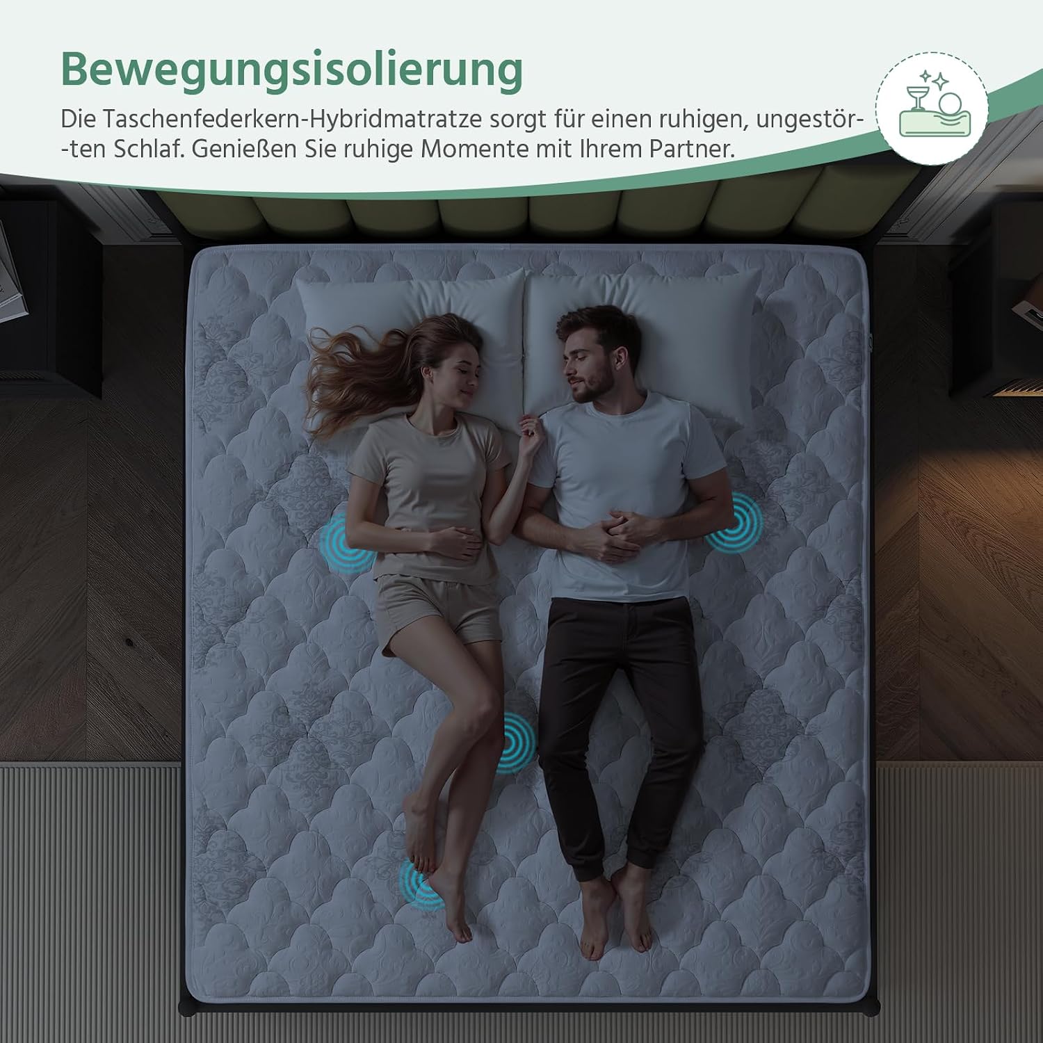 Detalle 2 de SZsuilong Matratze 90x200 cm – 7-Zonen Federkern, H3/H4, 28 cm Höhe, Orthopädisch, Komfort-Memory-Schaum