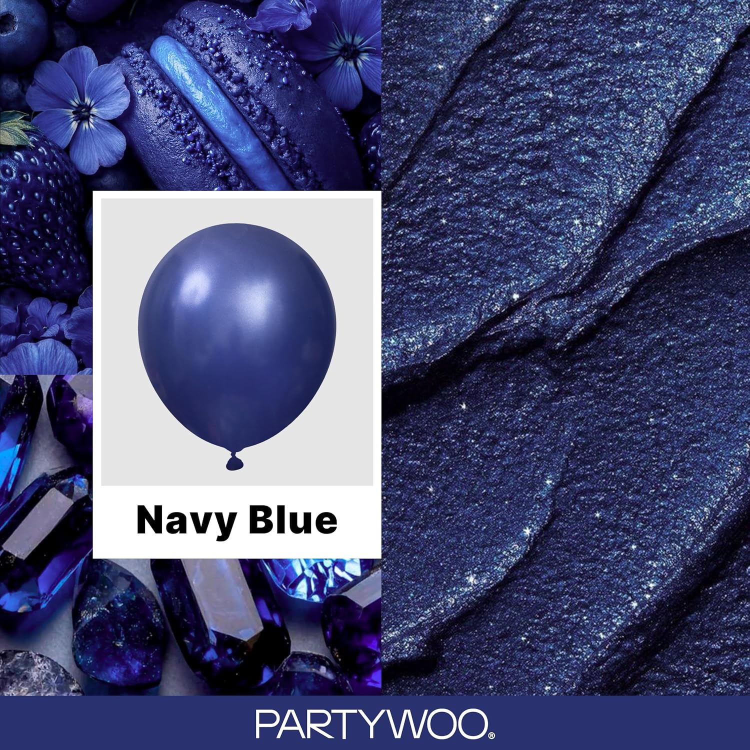 Detalle 2 de PartyWoo 740385211157 Navy Blue Latex Balloons, 12-Inch, 50-Count