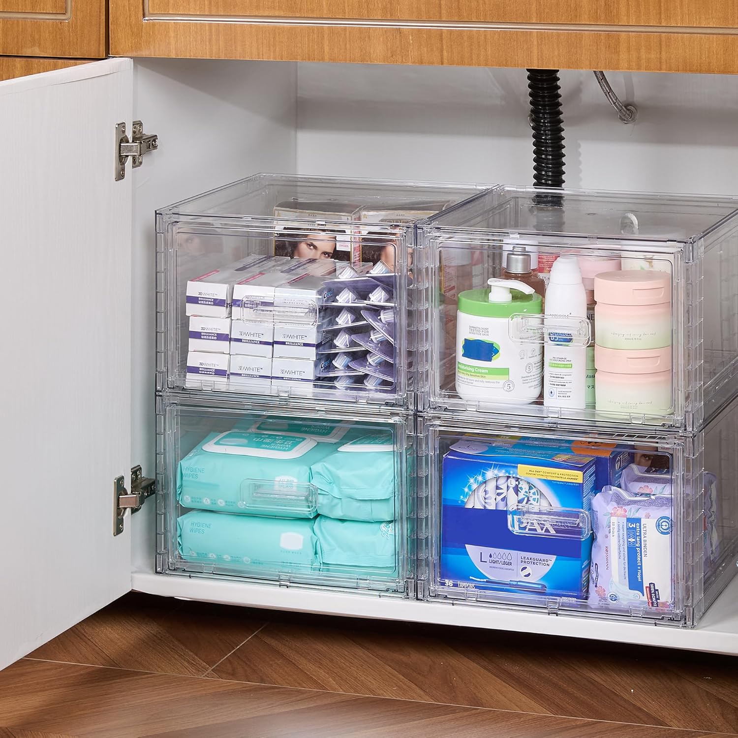 Thumbnail 6 de Vtopmart 4 Pack Large Stackable Storage Drawers: Clear Acrylic Organisers