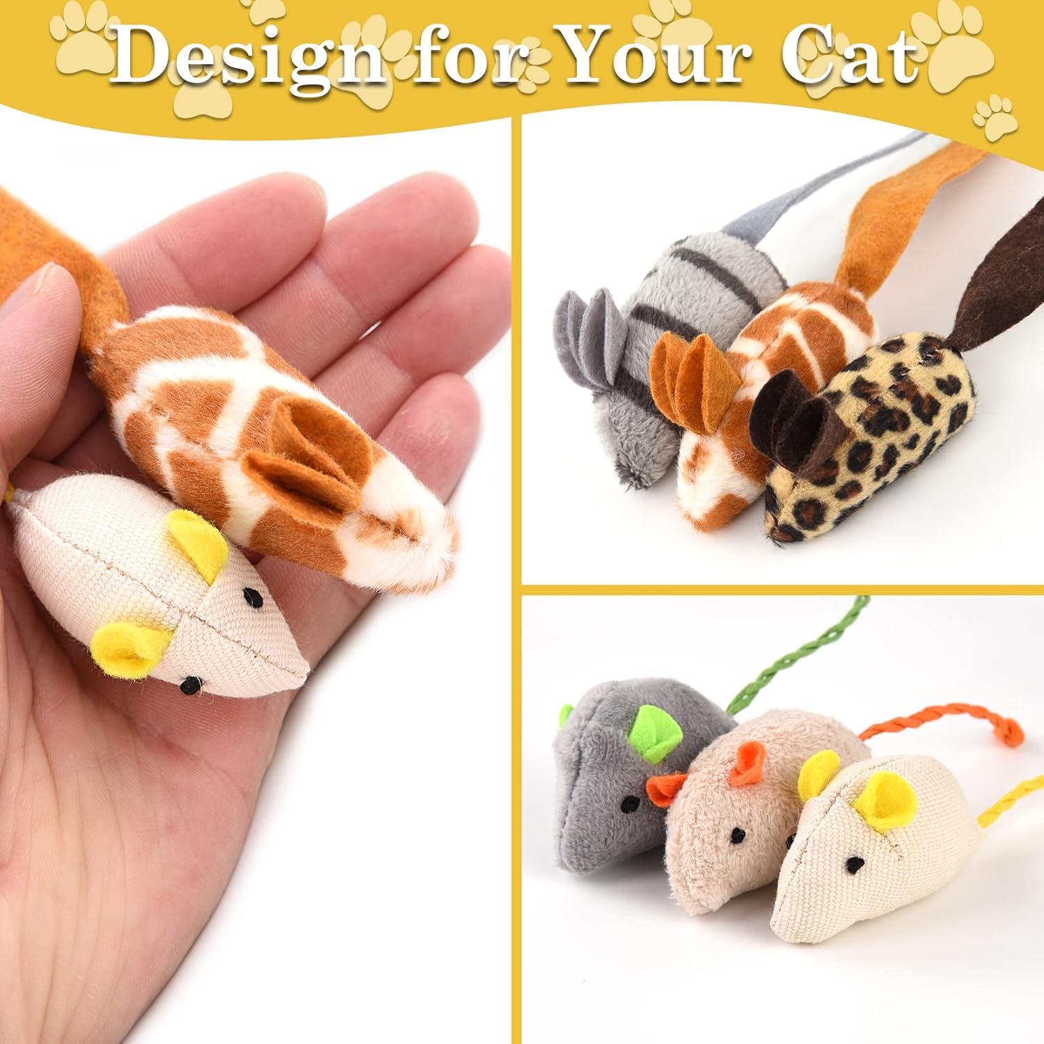 Detalle de KTL 6 Pièces Souris Herbe à Chat – Peluches Colorées et Drôles pour Chat et Chaton