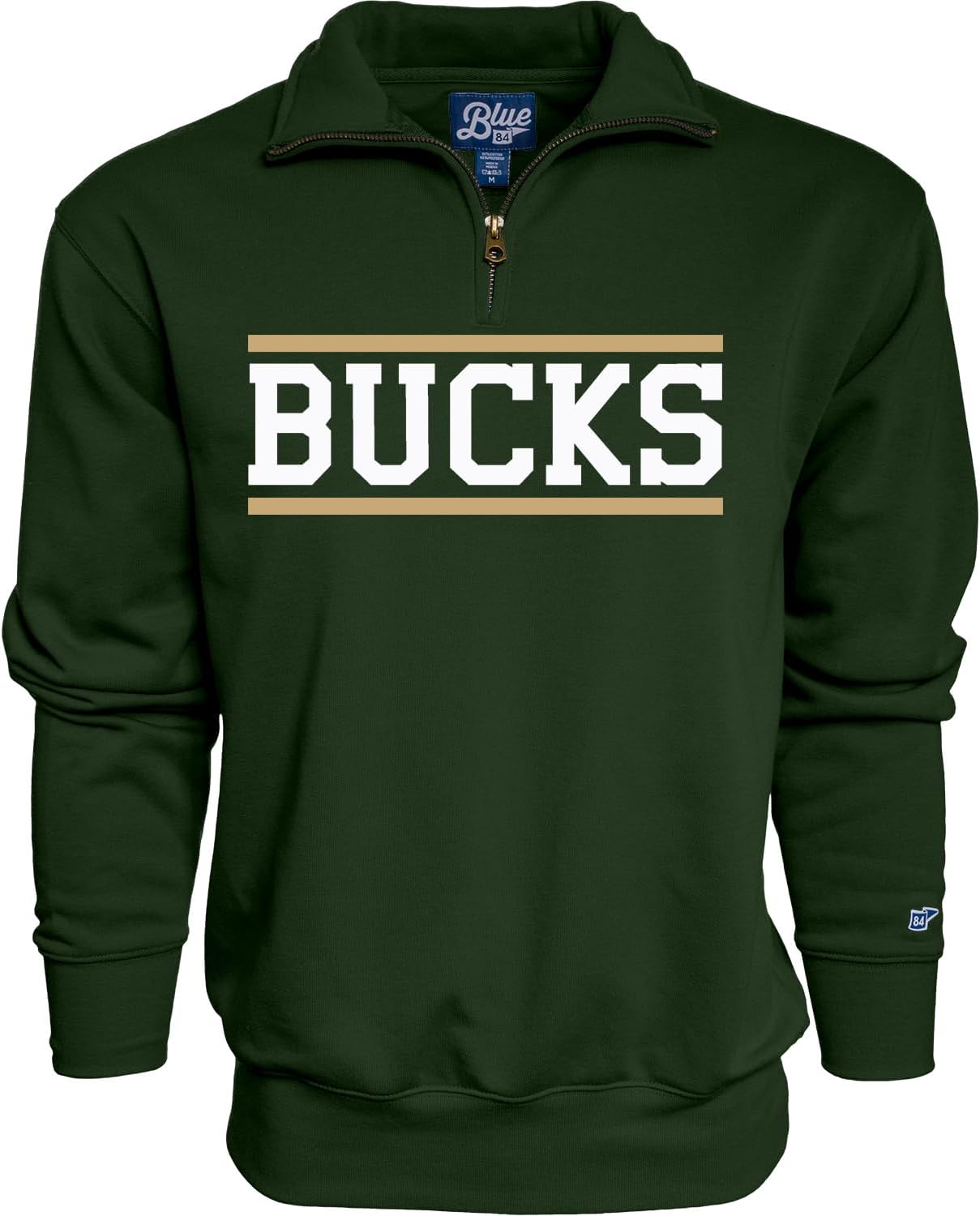 Blue 84 NBA Officially Licensed Quarter Zip Sweatshirt (Milwaukee Bucks) — Team Color