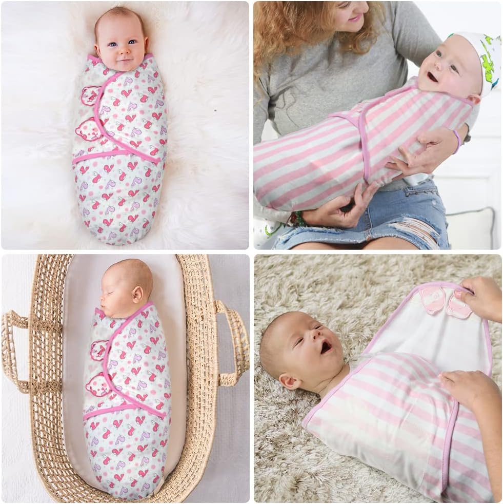 Thumbnail 6 de Vicloon Pucksack Baby – 2er Pack (3-5 Monate) Wickeldecke aus 100% Bio-Baumwolle, verstellbar, rosa