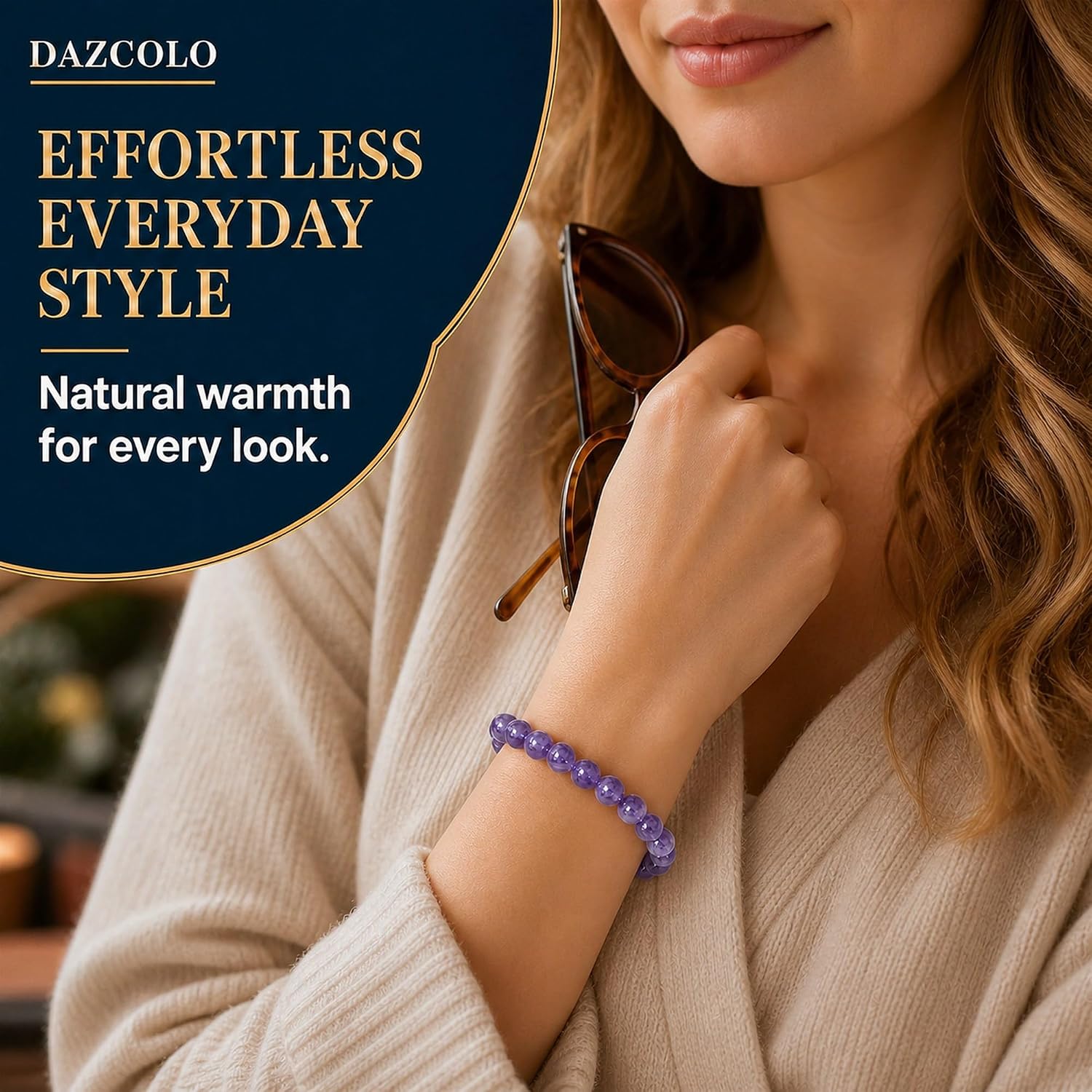 Detalle 2 de DAZCOLO Natural Gemstone Bracelet, 8mm Beads