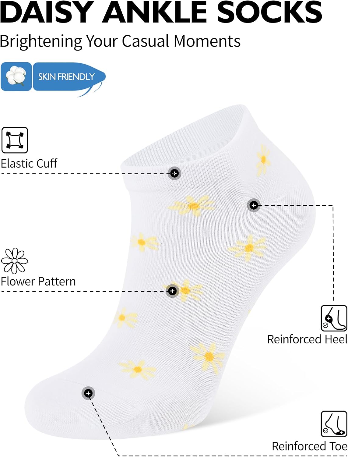 Thumbnail 2 de CLOSEMATE Women’s Daisy Ankle Socks Gift Box, 3/6 Pairs, Cotton
