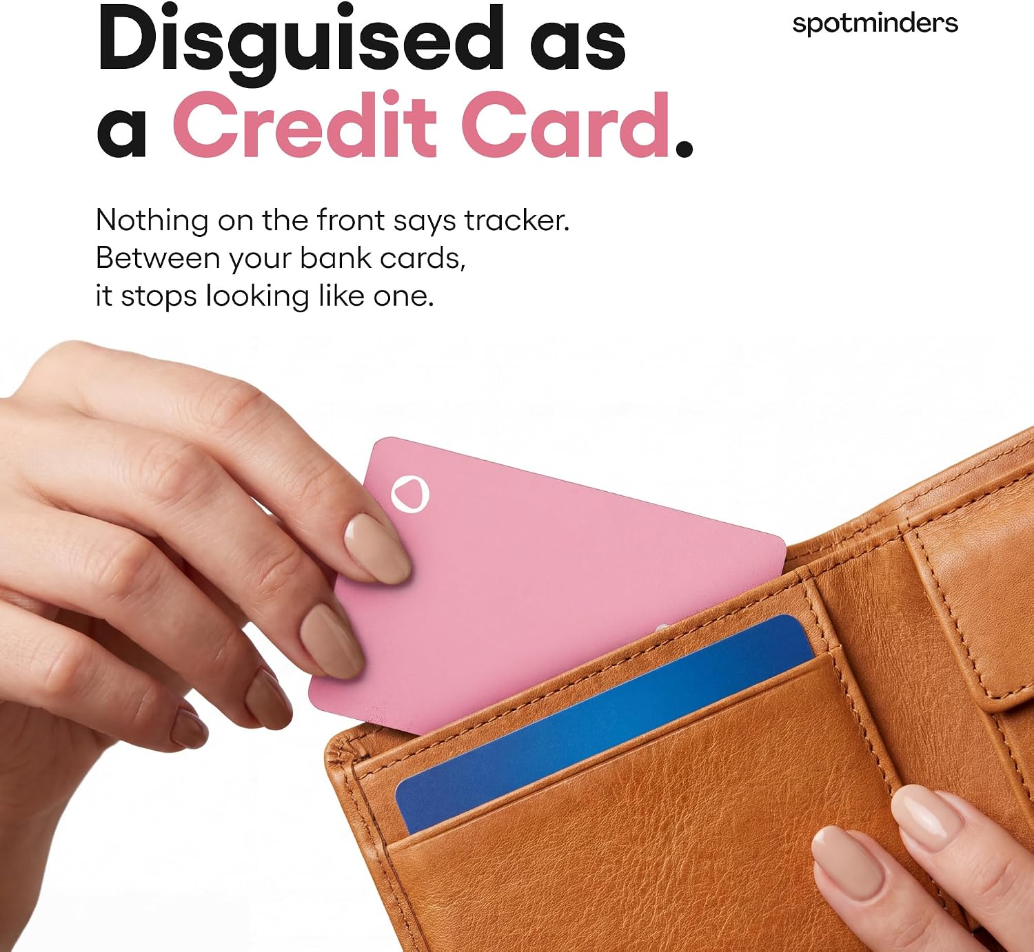 Detalle de SPOTMINDERS Apple MFi Certified Credit Card Wallet Tracker PRO (Pink) — iOS Only, Apple Find My
