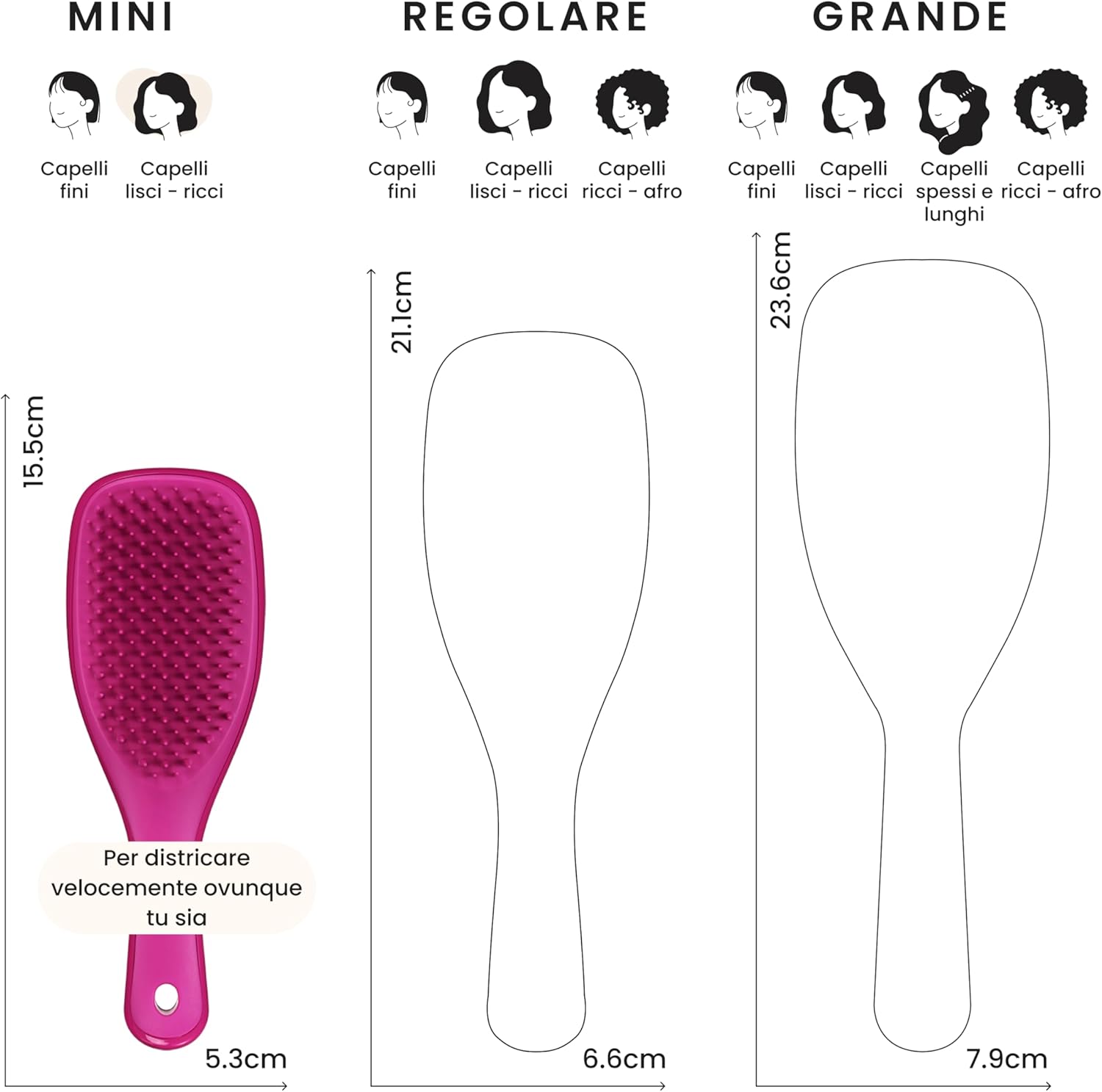 Thumbnail 2 de Tangle Teezer Mini Ultimate Detangler Magenta: Spazzola districante portatile per capelli bagnati e asciutti