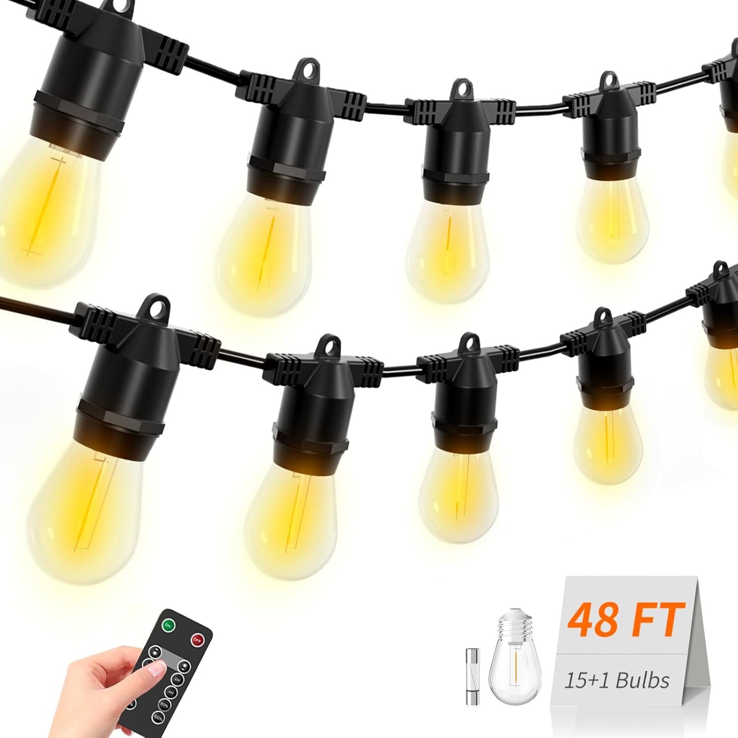 Thumbnail 6 de alitade 2 Pack x 27Ft Outdoor String Lights, S14 LED, IP65 Waterproof, Connectable, Warm White