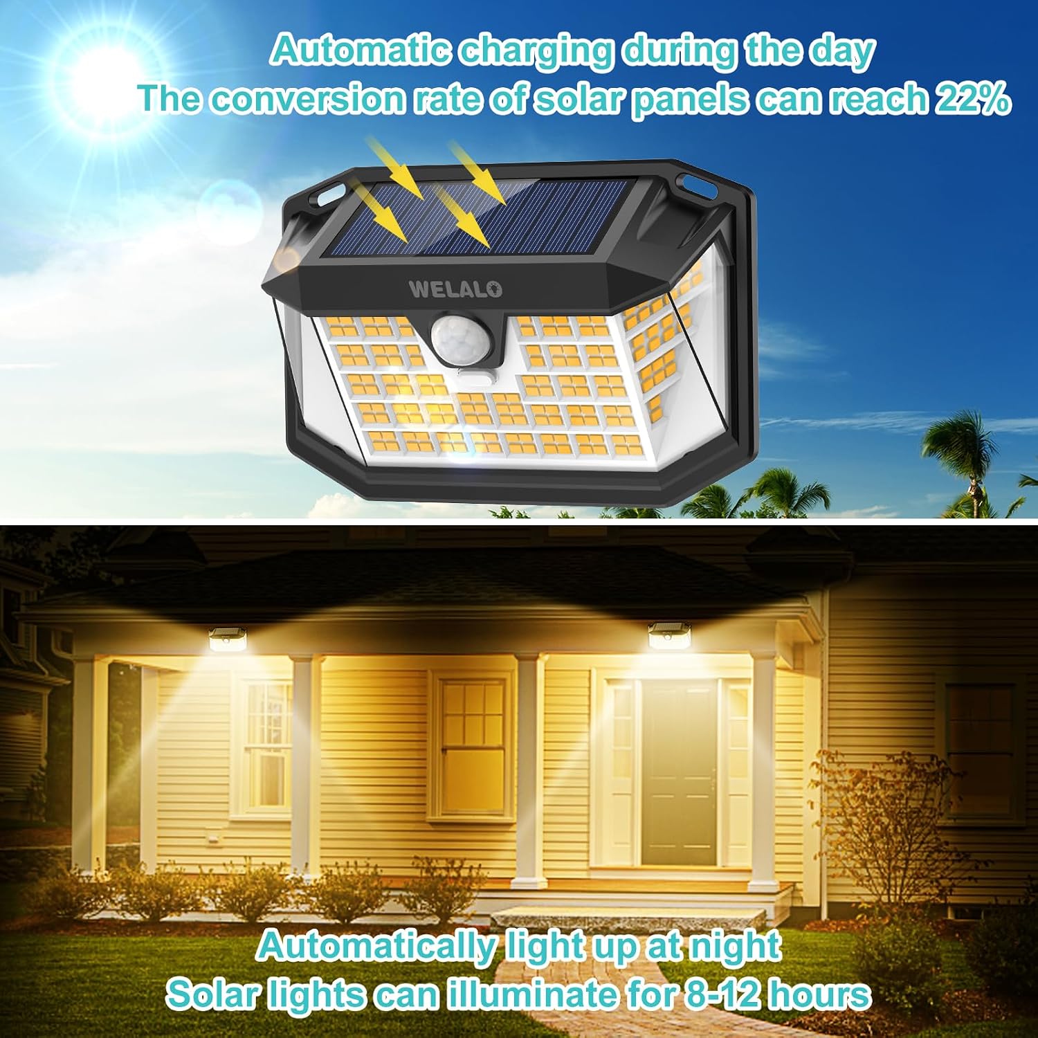Thumbnail 5 de Solar Security Lights 188 LED with PIR Motion Sensor – 2 Pack, IP65 Waterproof for Outdoor Gardens