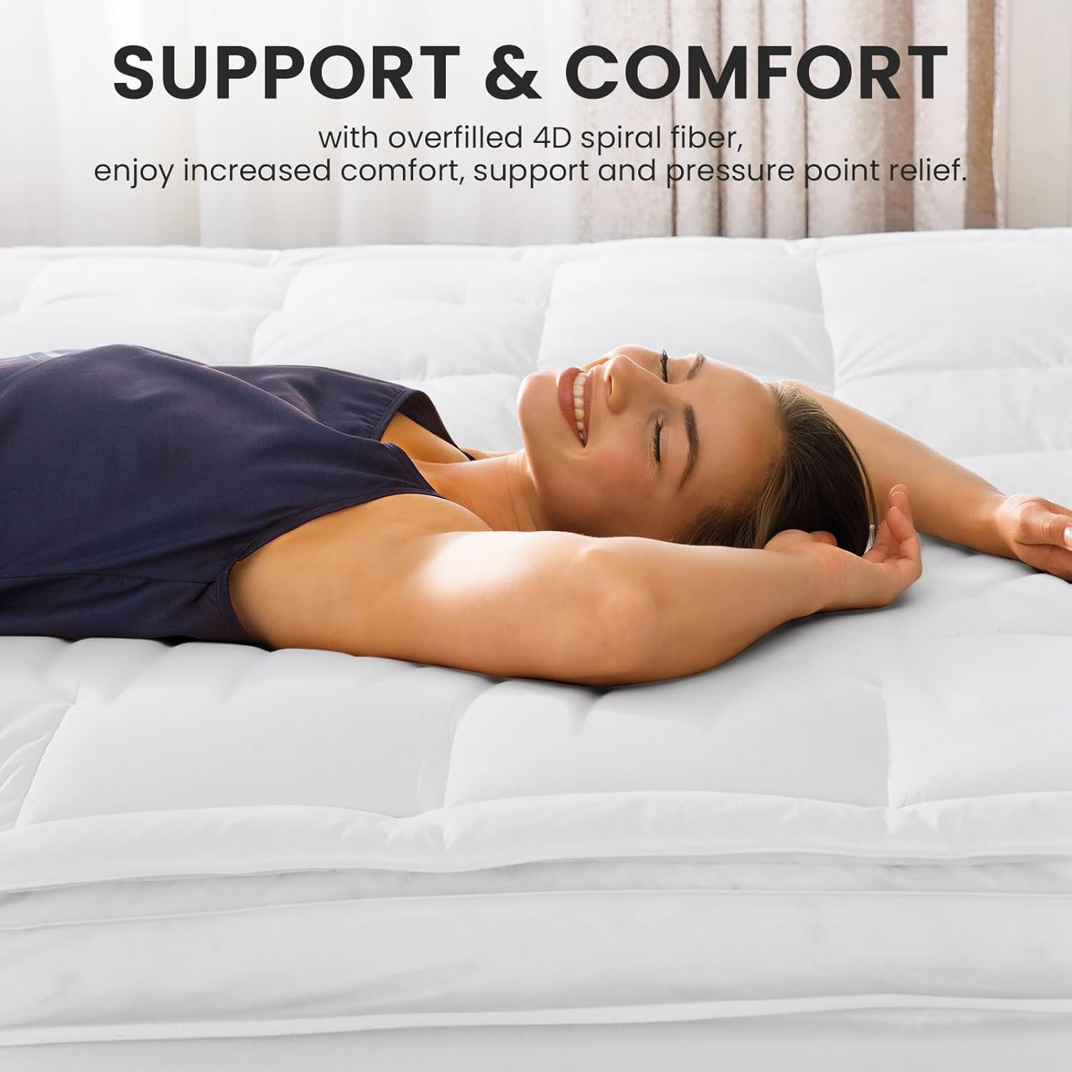 Thumbnail 6 de JINXIA Cooling Mattress Topper Queen: Extra Thick, Deep Pocket, Breathable Comfort