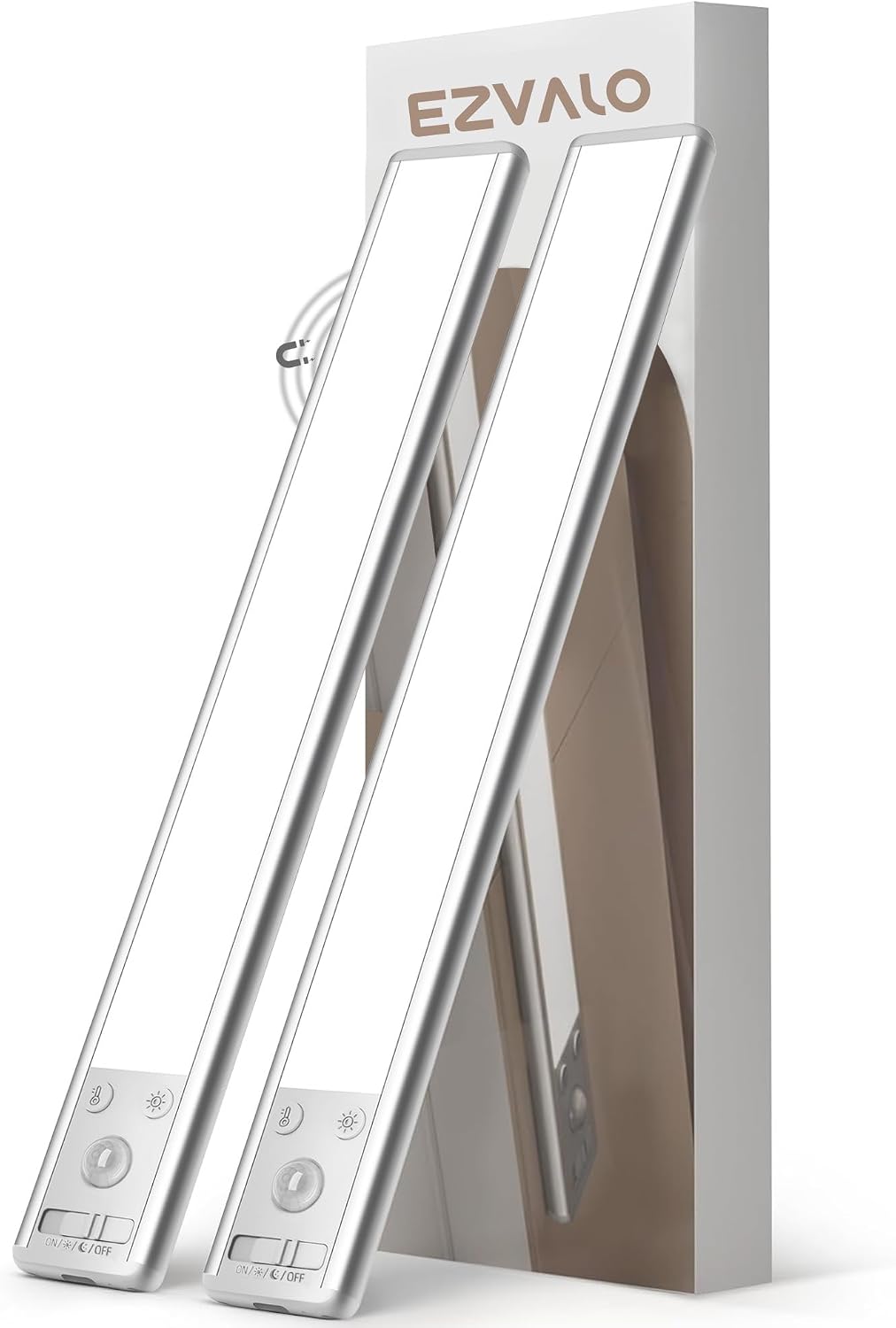 Detalle de EZVALO Schrankbeleuchtung LED 37 cm (2er-Set) mit Bewegungsmelder, 134 LED, 4200mAh, kabellos, 6500K–3000K, dimmbar