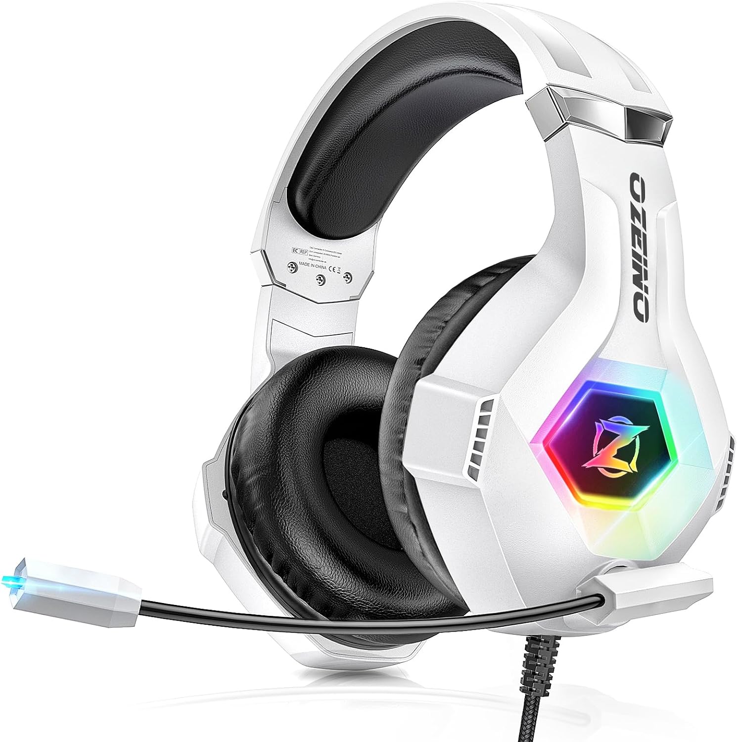Ozeino Casque Gaming pour PS5, PS4, PC et Switch — RGB 7 couleurs, pavillon léger et micro anti-bruit