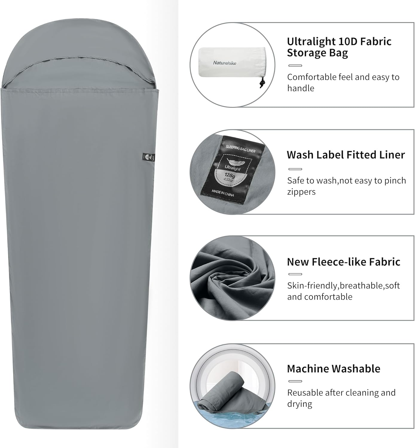 Thumbnail 2 de Naturehike Hüttenschlafsack Ultralight Liner (128 g) – Reisedecke/Innenschlafsack für Hütten & unterwegs