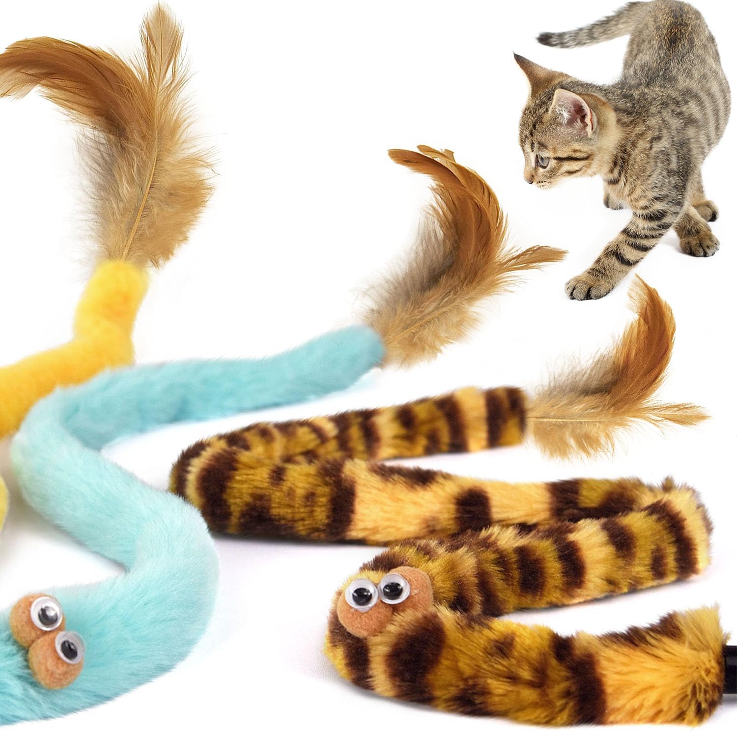 Thumbnail 1 de GingerUPer Cat Toy 6‑Pack: Feather Wand Set with Rainbow Wand for Indoor Cats