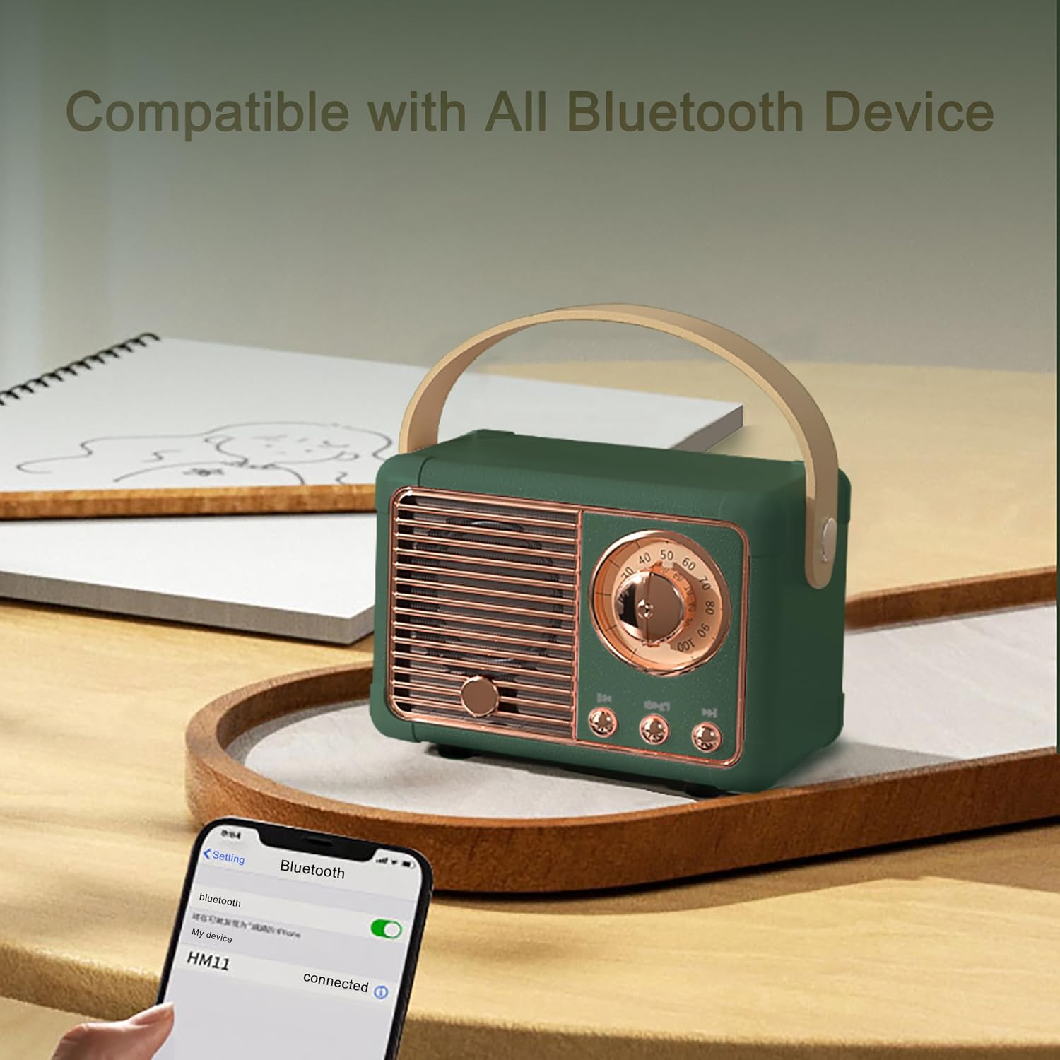 Detalle de Caulikine Retro Bluetooth Speaker Vintage portable speaker